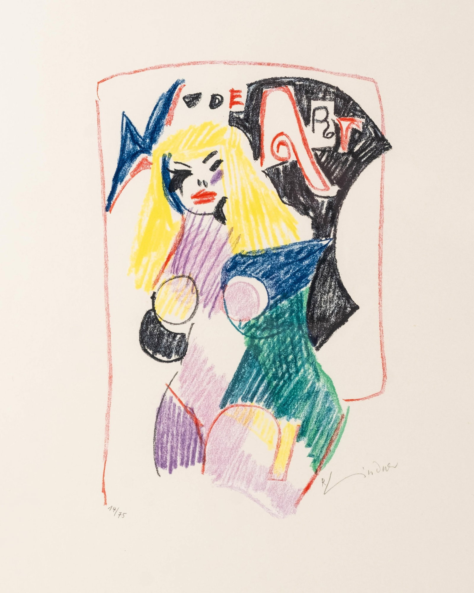 Richard Lindner “Grafik 1971 Color Editioned Lithograph, Signed and Numbered 14/75: Keywords:NO RESERVE, Grafik, color lithograph, modern print, pop art, figurative print, female figure, signed print, editioned print, 1971, German American artist, graphic art Summary: Richard Lindner