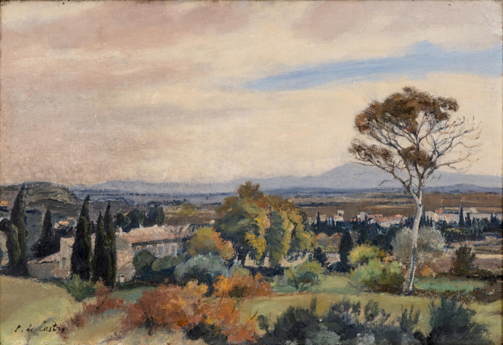 Paul de Castro Signed Oil on Canvas Painting, Early 20th Century: Keywords: No Reserve, Impressionism, Post-Impressionism, Realism, Early 20th Century, Plein Air, Color Field Painting, Claude Monet style, Camille Pissarro style, John Constable style, Oil paint, Canv