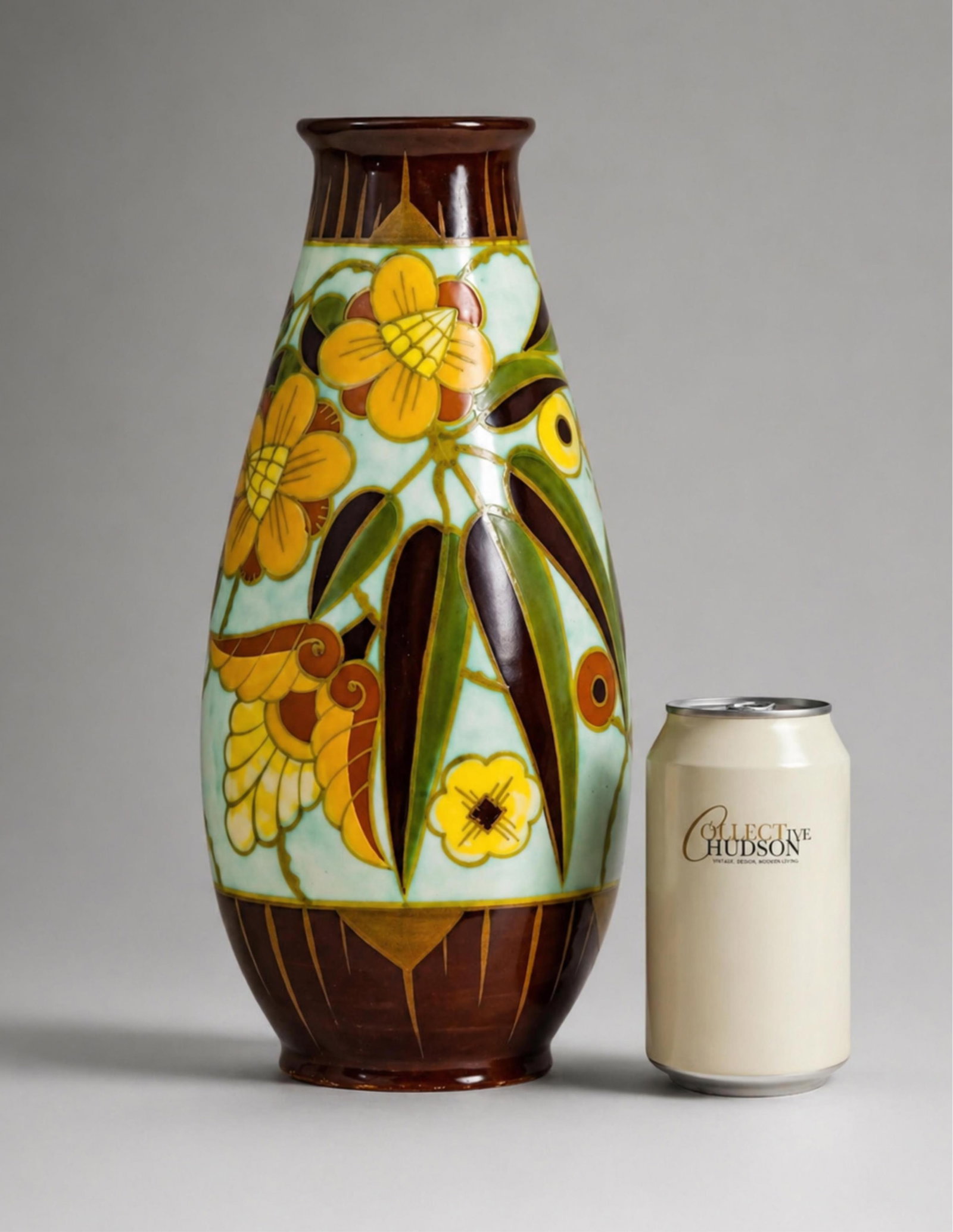 Catteau Boch Frères Keramis Floral Earthenware Art Deco Vase, Belgian, Circa 1930 (1 of 10)