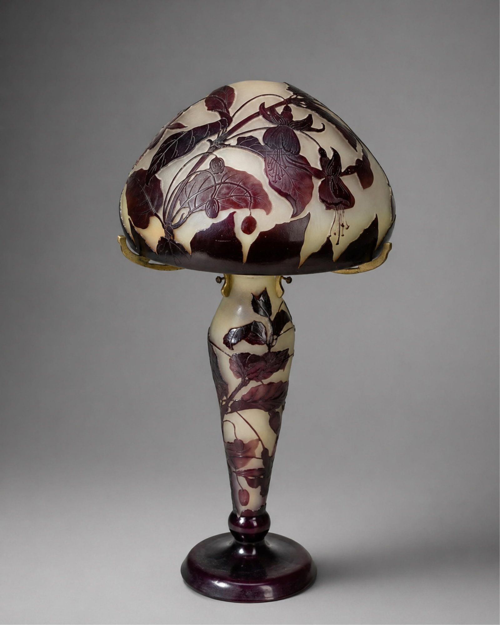 Emile Galle, Signed Art Nouveau Mushroom Lamp in Multi-Layered Acid-Etched Cameo Glass, Circa 1900 (1 of 9)
