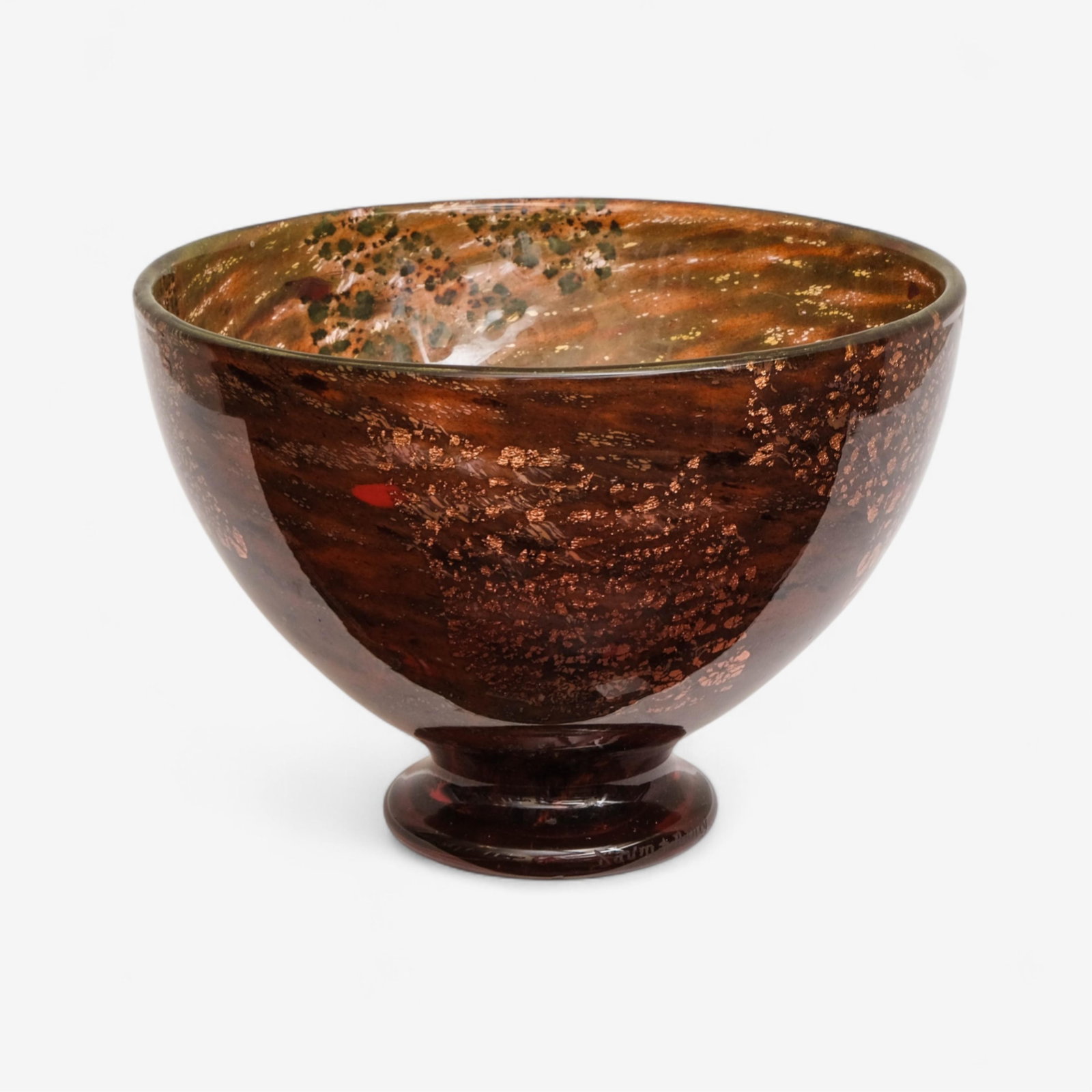 Daum Nancy, Art Nouveau Glass Centerpiece Signed, Circa 1925: Keywords: Art Nouveau, French Decorative Arts, Belle Époque, École de Nancy, Early Modernist Glass, Interwar Period Design, marbled glass Summary: Signed Daum Nancy, French art glass bowl on a pedes