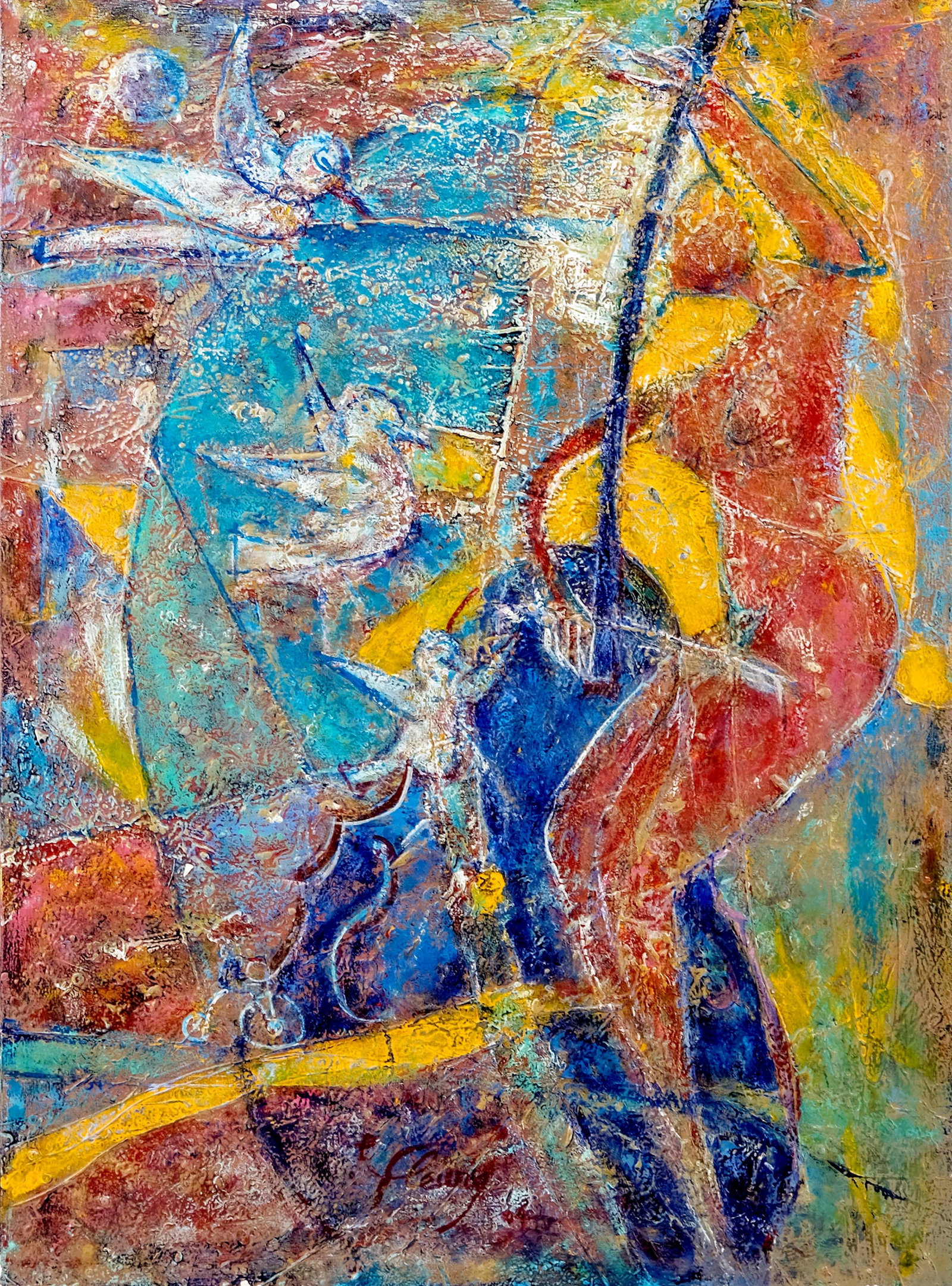 Patrick Fleury (French), L’Espagnole, Signed Acrylic on Canvas Painting: Keywords: No Reserve, French contemporary art, fine art, abstract figurative, signed painting, 20th/21st century, picture, Modernism, Abstract Expressionism, Surrealism, Post-War European Art, Contemp