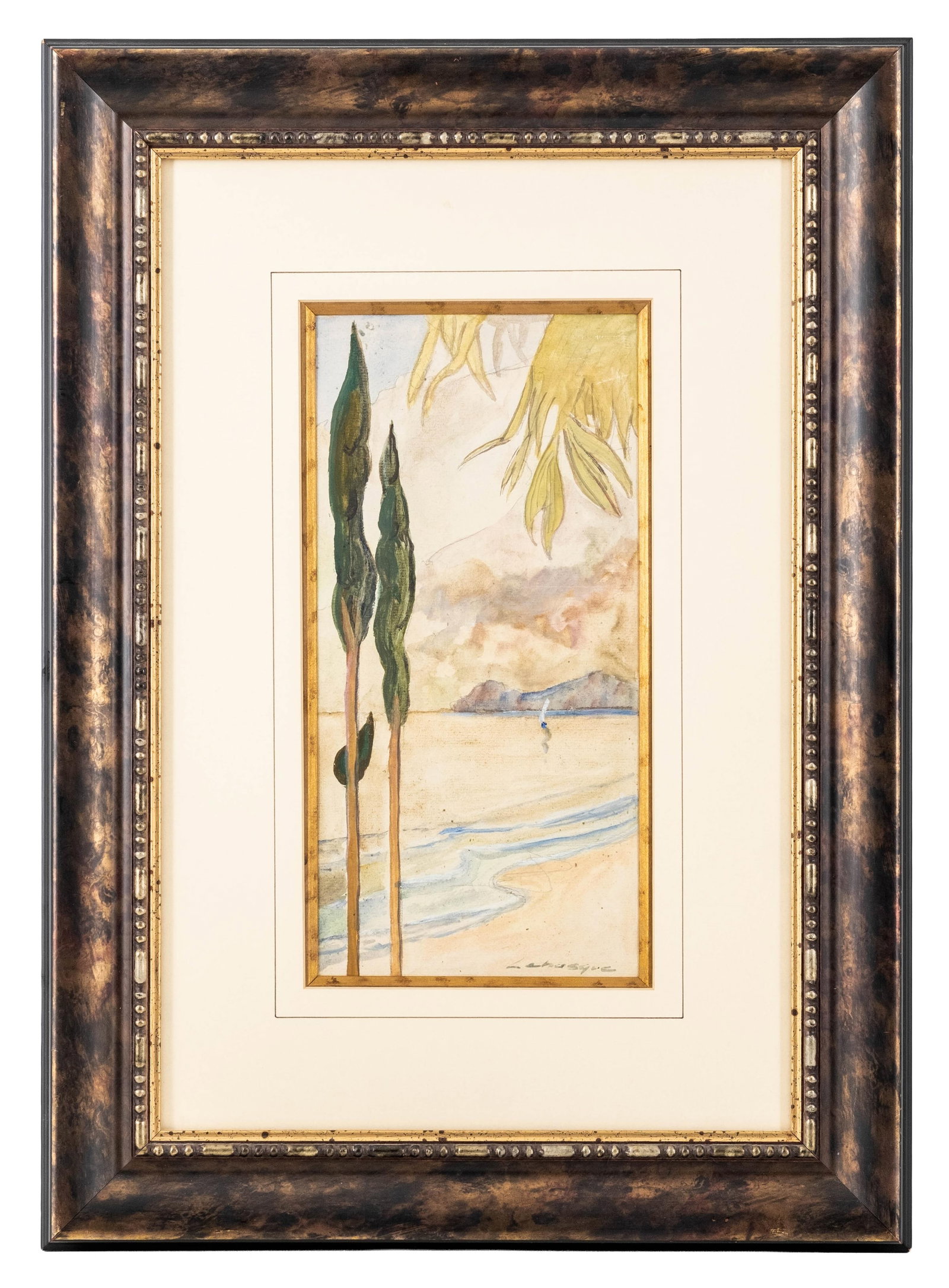 Henri Lebasque Signed French Coastal Landscape Watercolor on Paper Painting (1 of 8)