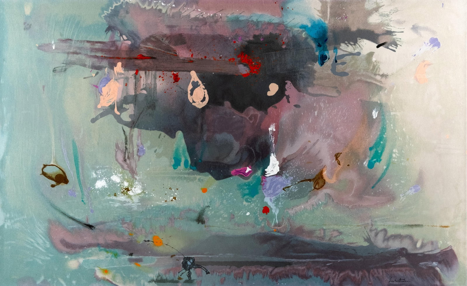 Helen Frankenthaler Grey Fireworks 2000 Screenprint on Paper, Signed (1 of 11)