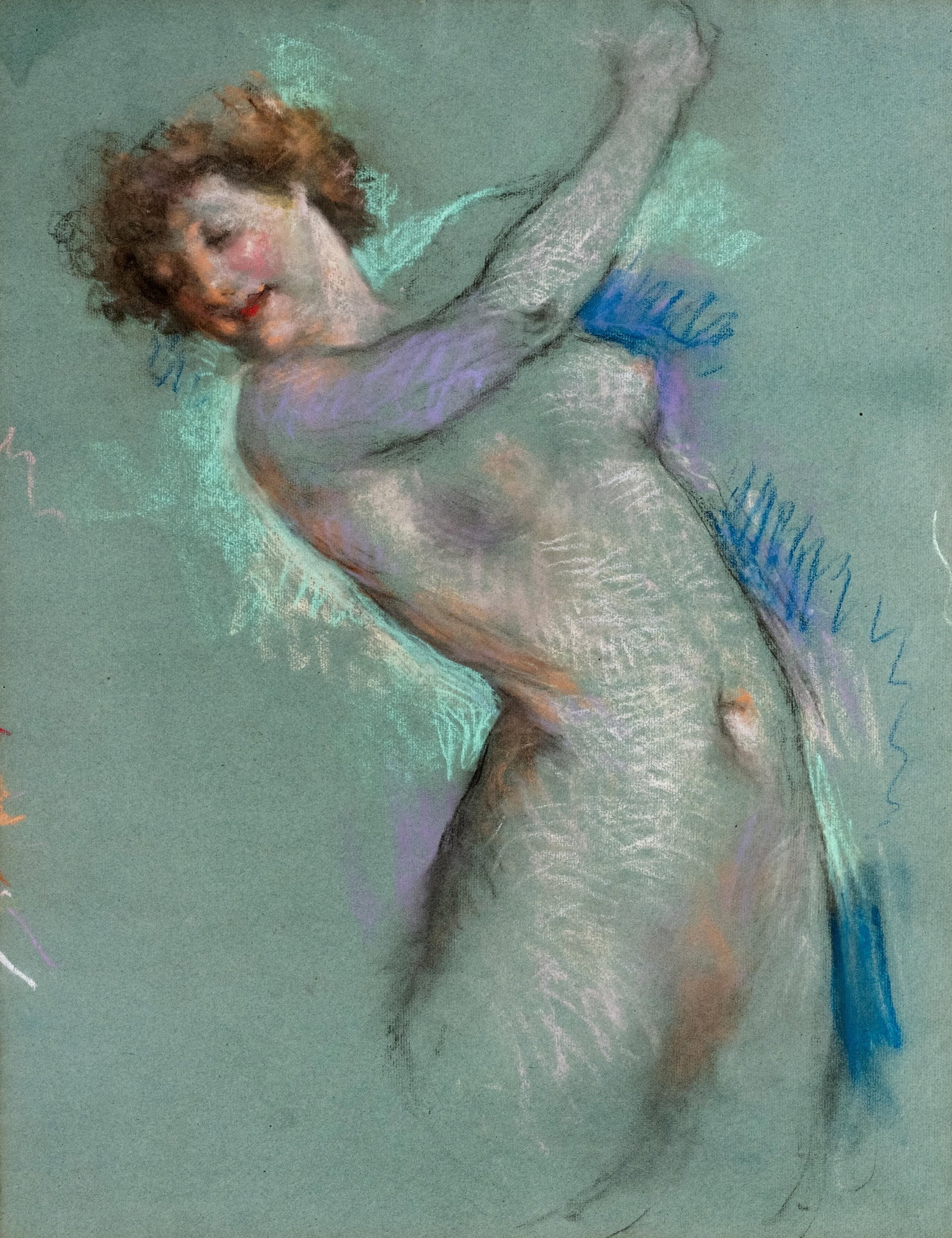 Lucien Levy-Dhurmer French Symbolist Art Nouveau Pastel Painting: Keywords: Art Nouveau, Symbolist Painting, Salon Artist, Legion of Honor, French Fine Arts, Nude, Dancing, Circa 1900 Summary: Lucien Levy-Dhurmer (Algiers 1865 - Le Vesinet 1953) Naked Dancer pastel 
