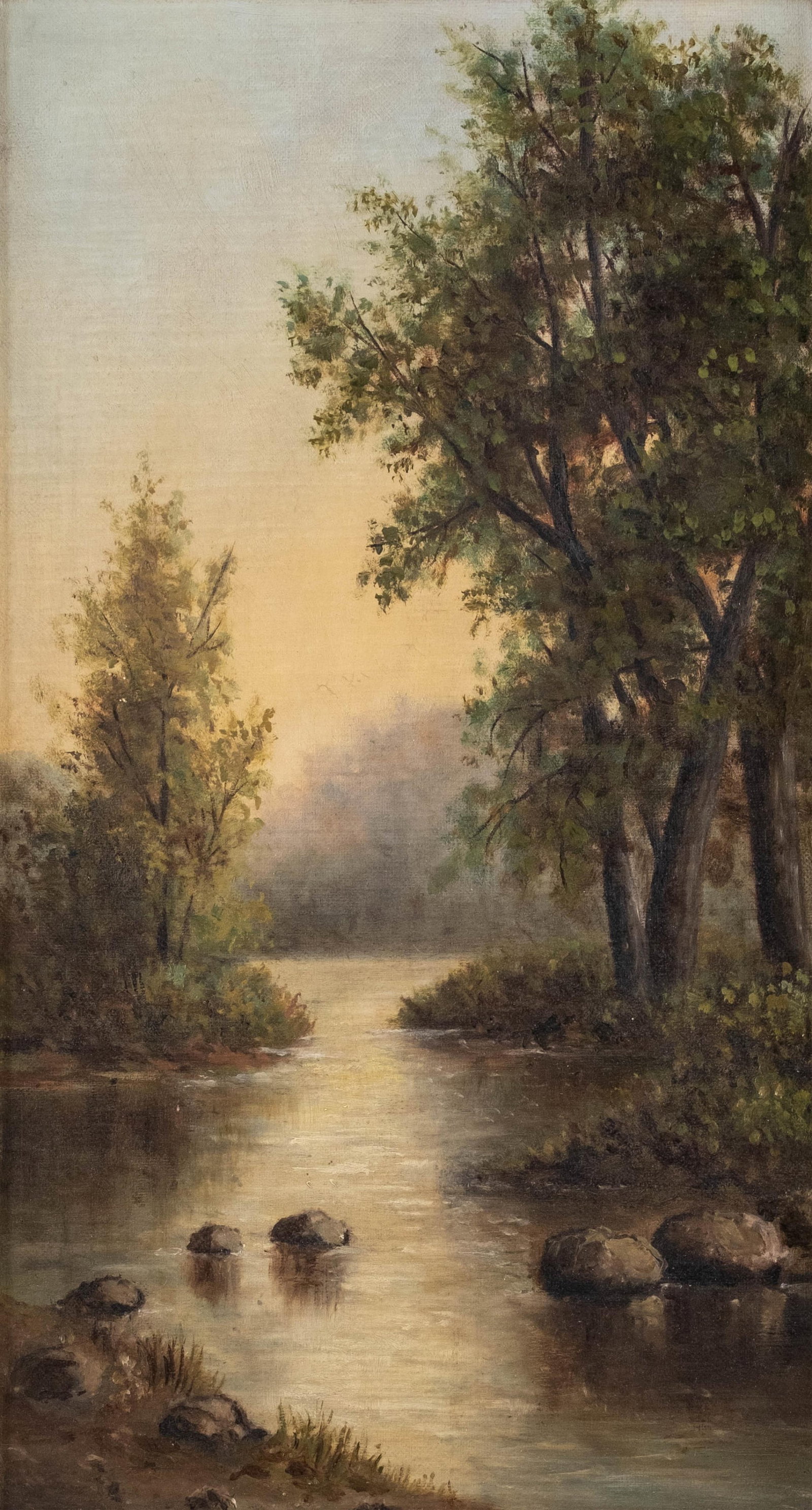 19th Century Tonalist River Landscape Oil Painting (1 of 7)