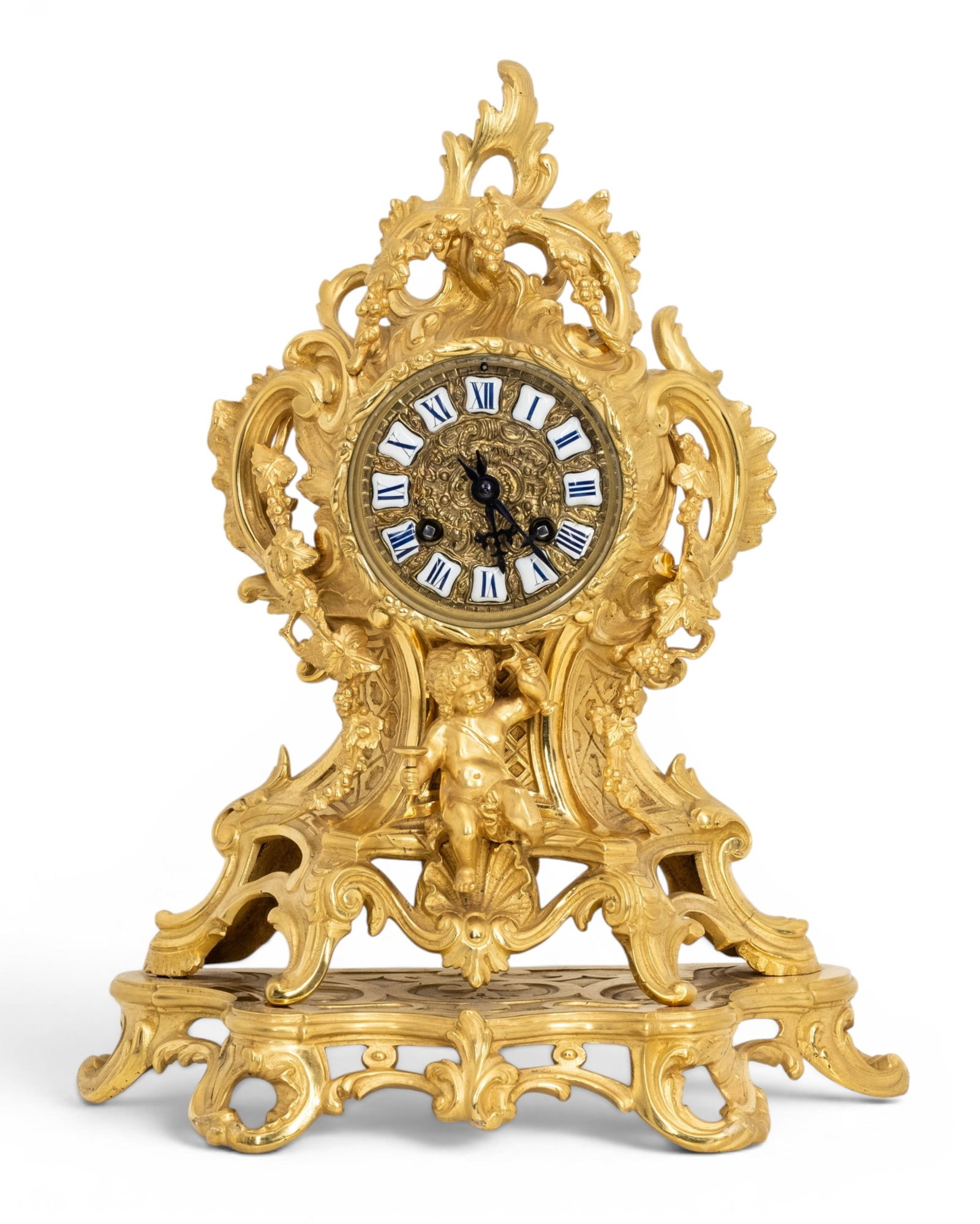 19th-Century French Gilt Bronze Louis XV Mantel Clock with Bacchus (1 of 9)