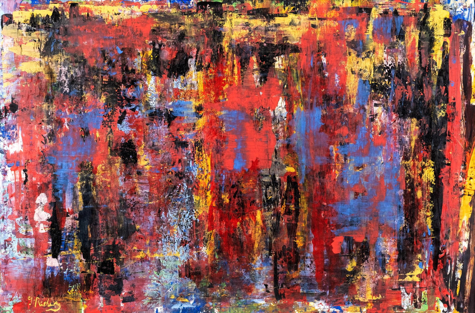 Abstract Expressionist Partial Signature G Rich** European Oil On Board Painting (1 of 9)