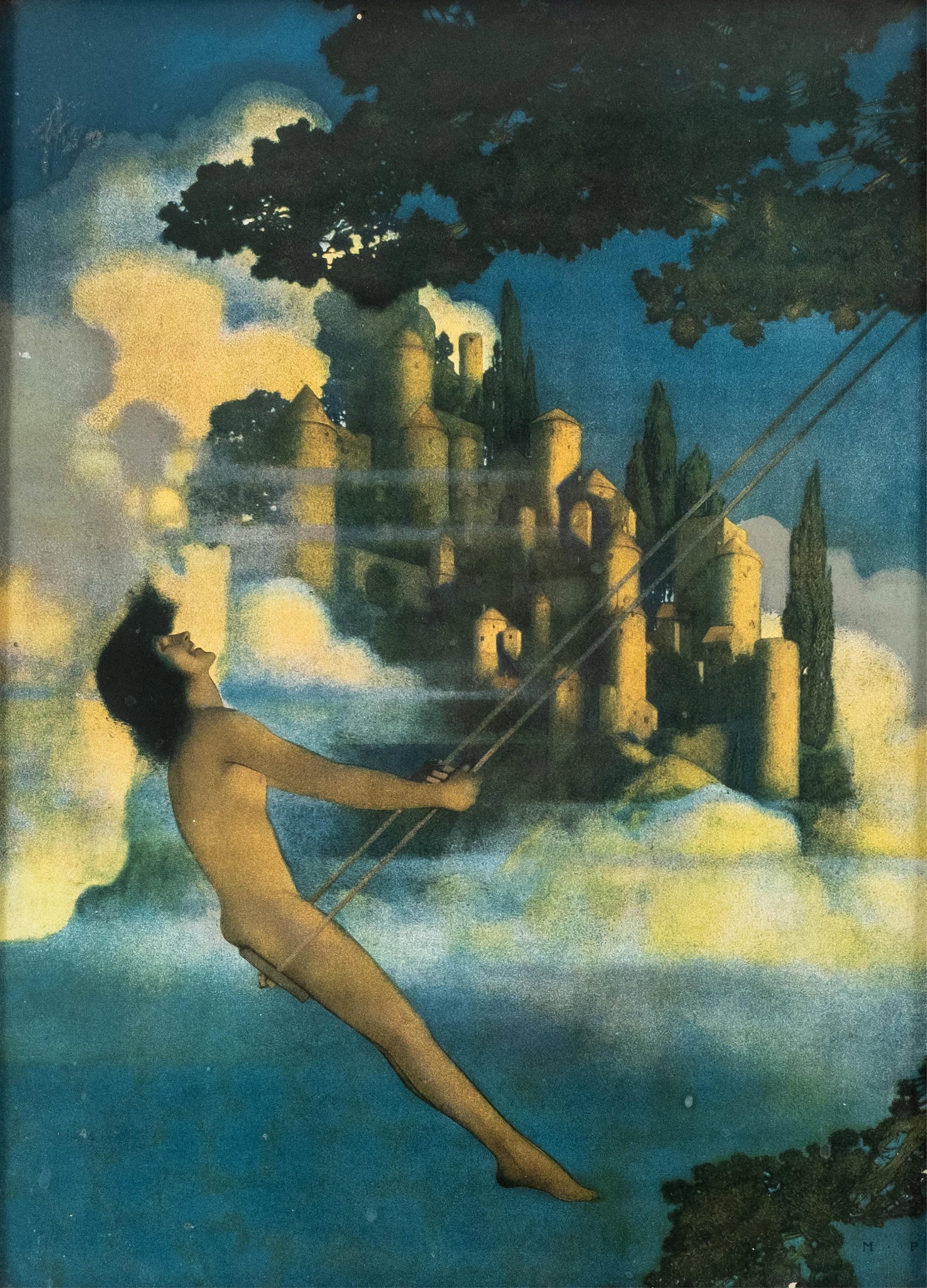 Maxfield Parrish, signed with initials Print *Dinky Bird* Art Deco (1 of 7)