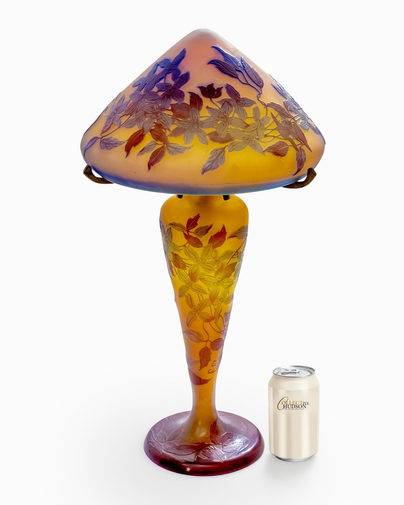 Gallé, Large Signed 4 Layer Cameo Glass Mushroom Lamp, Circa 1900's (1 of 12)
