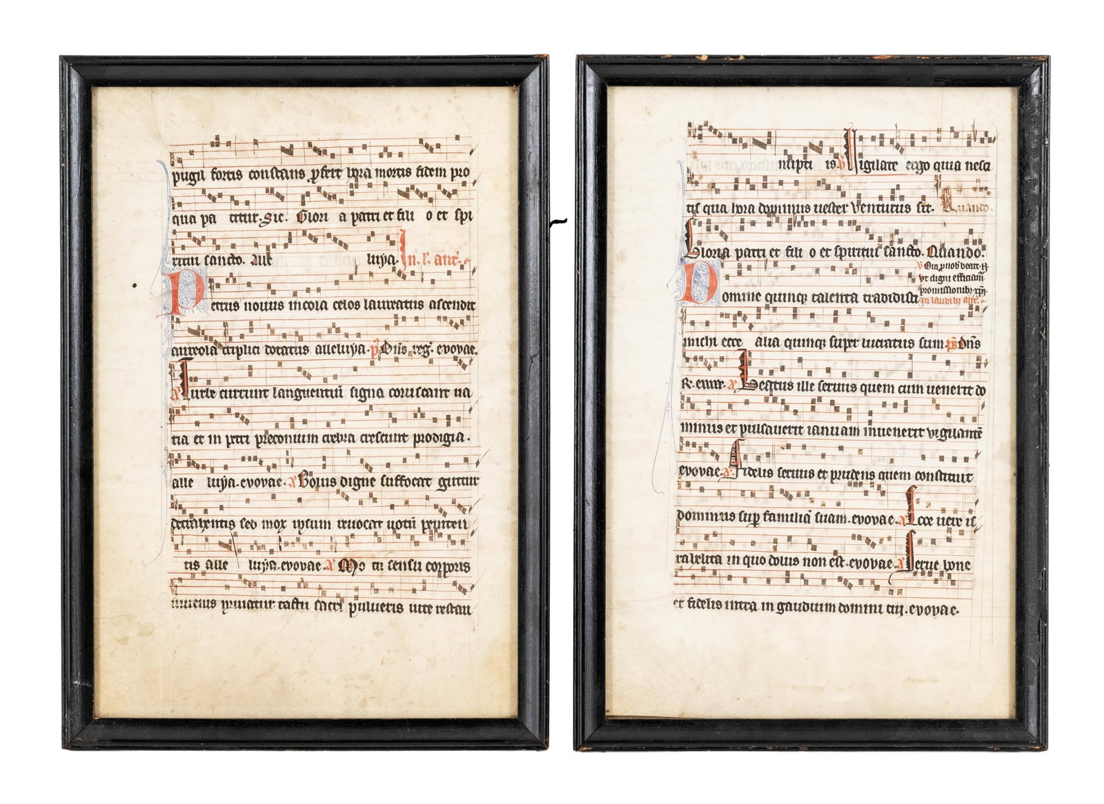 Two Framed Medieval Illuminated Chant Manuscript Leaves (1 of 10)