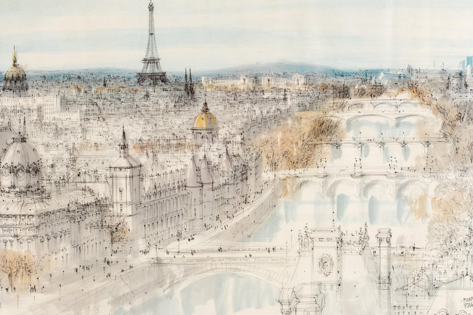 Pierre Pages Paris Cityscape Lithograph, Signed (1 of 7)