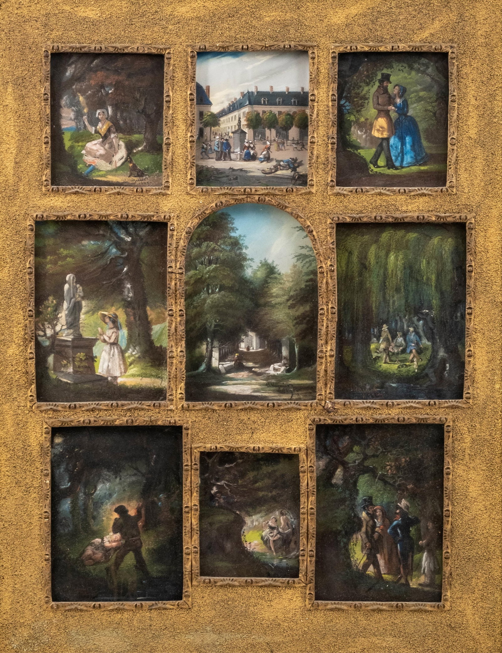 Urbain Viguier Nine Pastel Romantic Genre Scene Paintings, Signed and Dated 1849 (1 of 13)