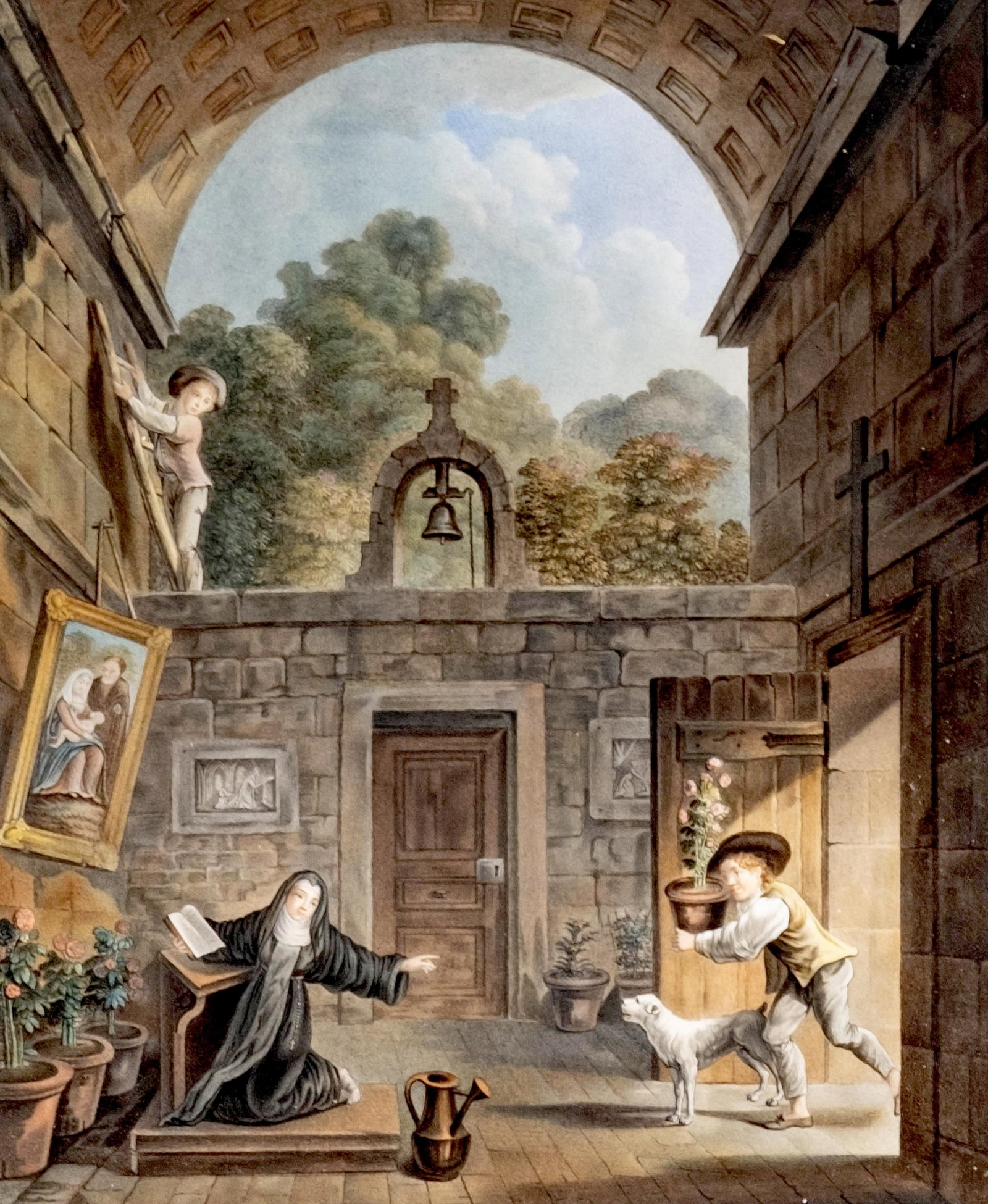 Charles-Melchior Descourtis “Prayer Interrupted Aquatint after Hubert Robert (1 of 9)