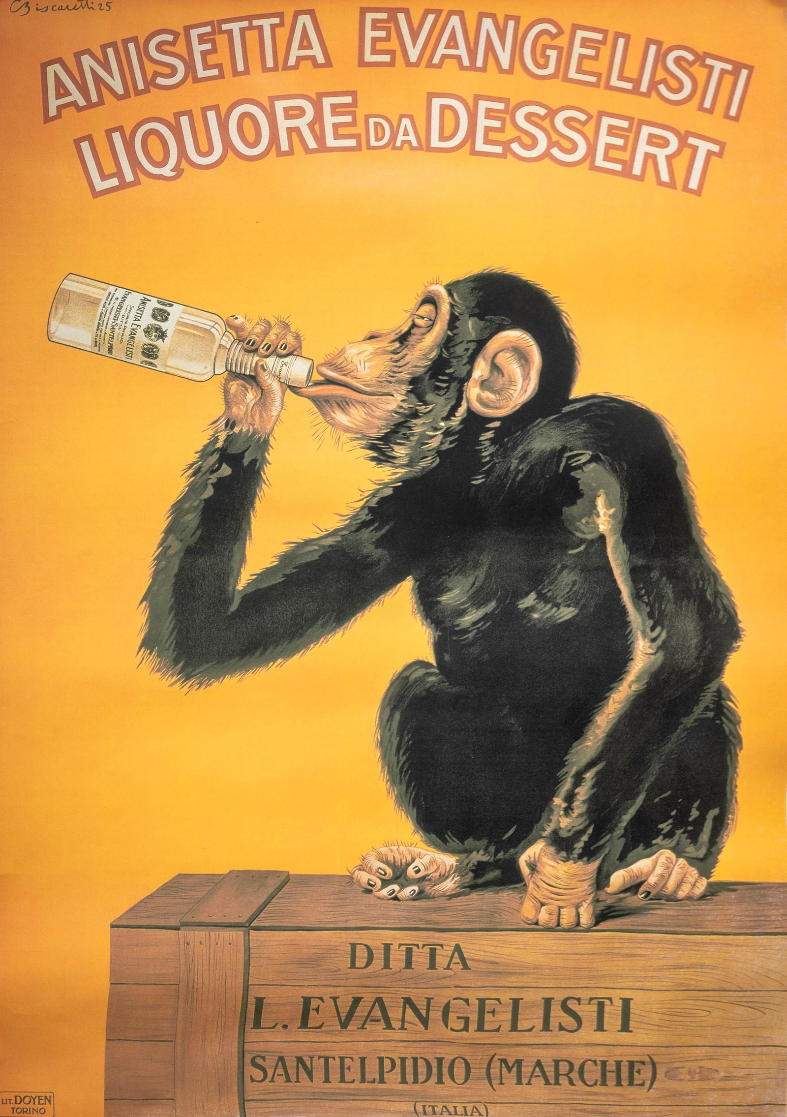 Anisetta Evangelisti, Vintage Art Deco Poster, by Carlo Biscaretti (1 of 6)