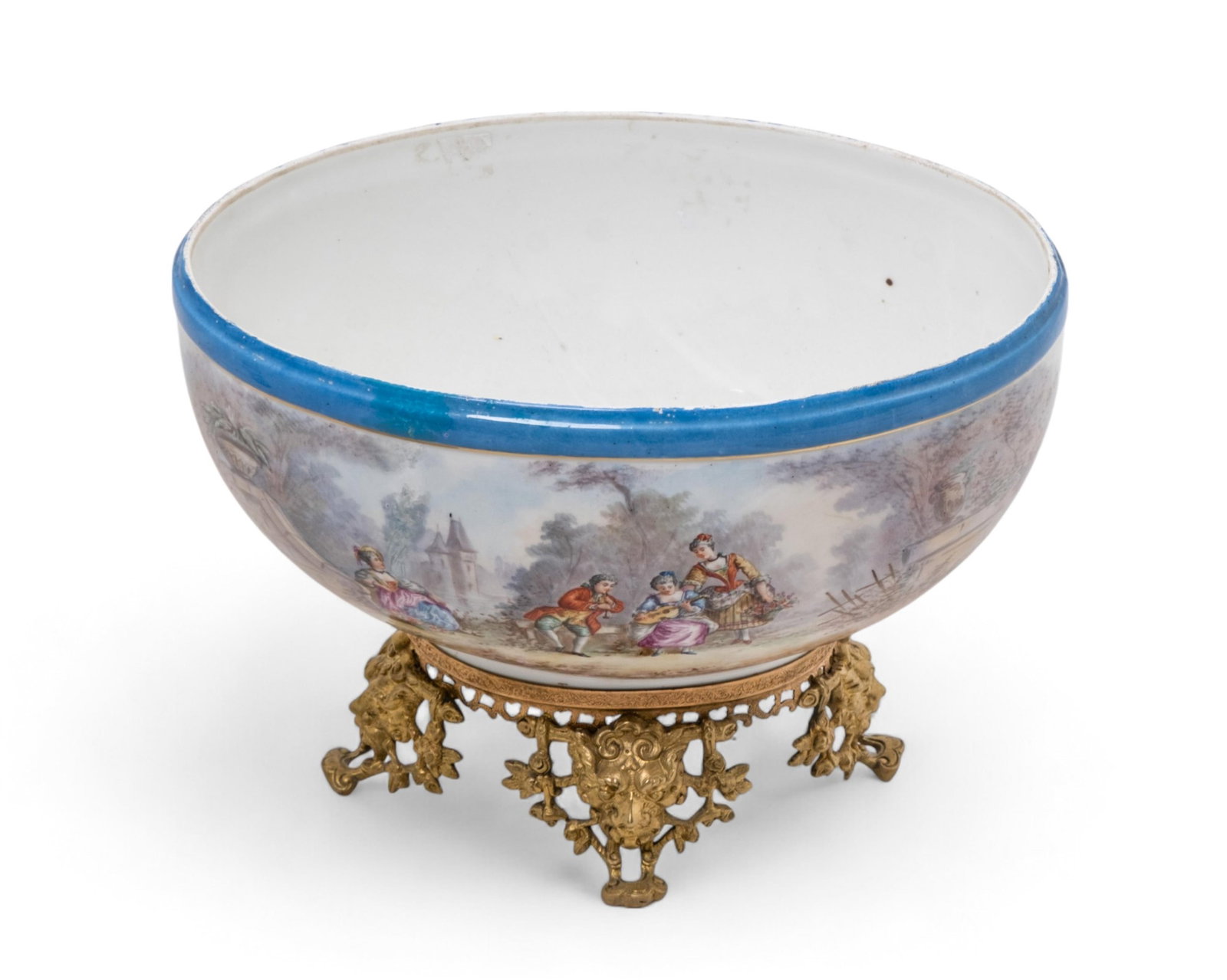 No Reserve- Antique French Porcelain Centerpiece, Bronze Mounted Hand Painted Artist Signed - 2