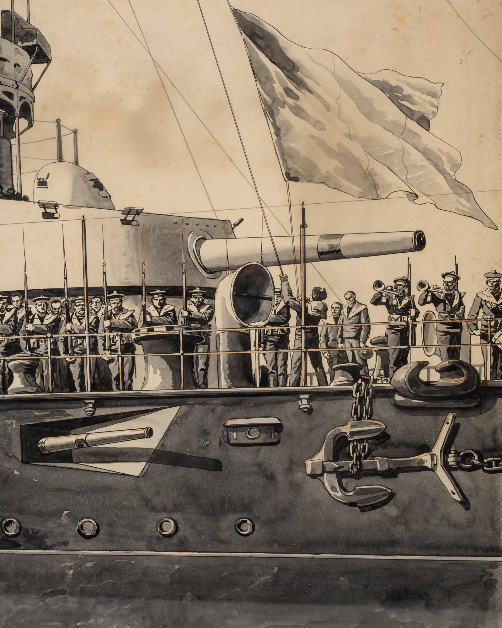 No Reserve- Charles Bombled Ink and Ink Wash Painting, *Tribute* Published in Le Petit Journal 1912 - 7