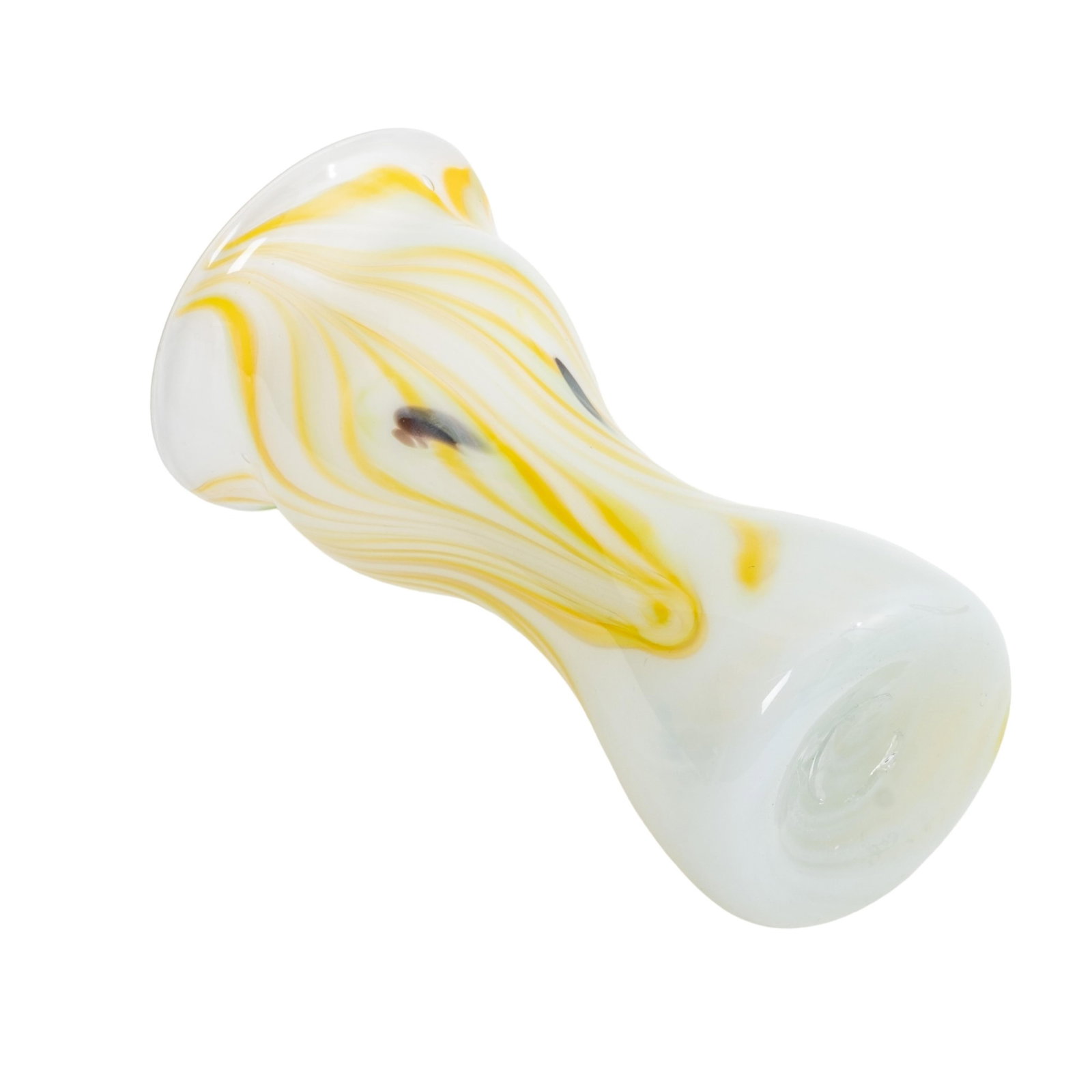 No Reserve- Signed Tiffany Style Studio Art Glass Yellow–White Swirl Vase, Mid 20th Century - 2