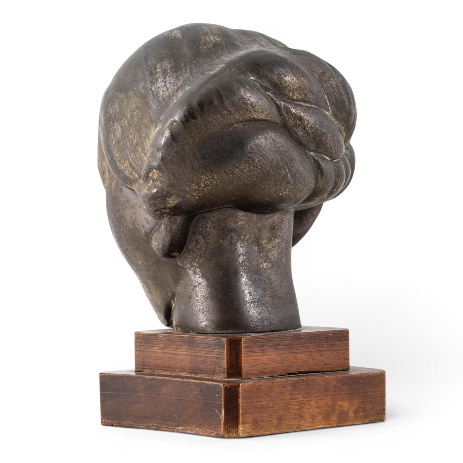No Reserve- Modernist Female Head Sculpture On Wood Base - 5