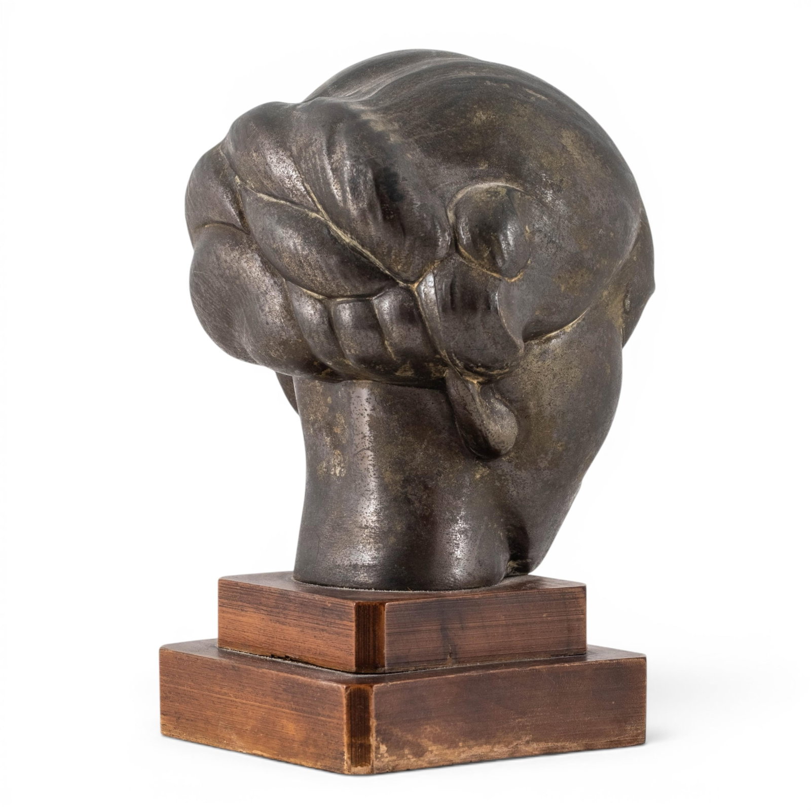 No Reserve- Modernist Female Head Sculpture On Wood Base - 6