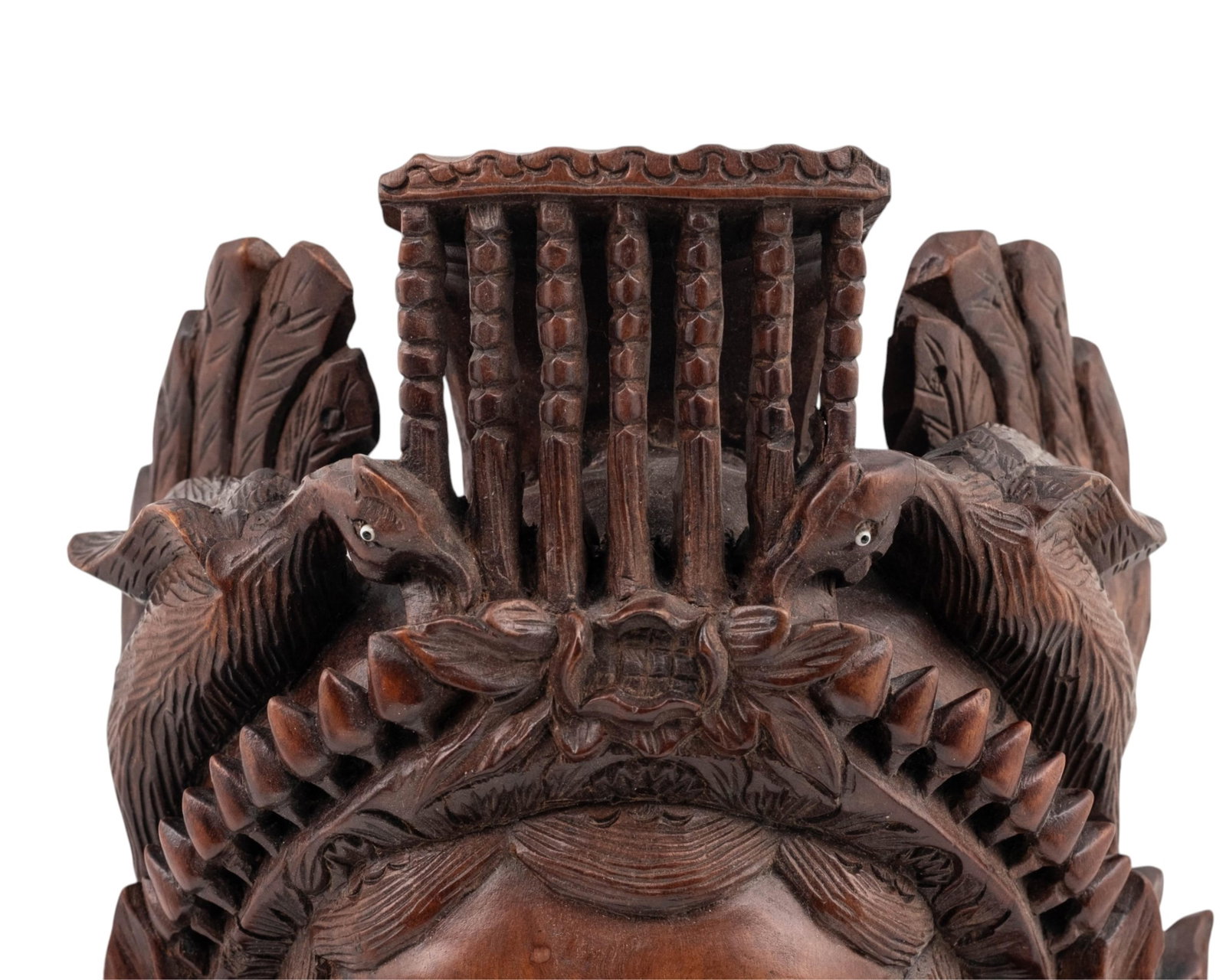No Reserve- Southeast Asian Hardwood Carved Wall Mask of a Fertility Goddess, 19th-20th c - 3