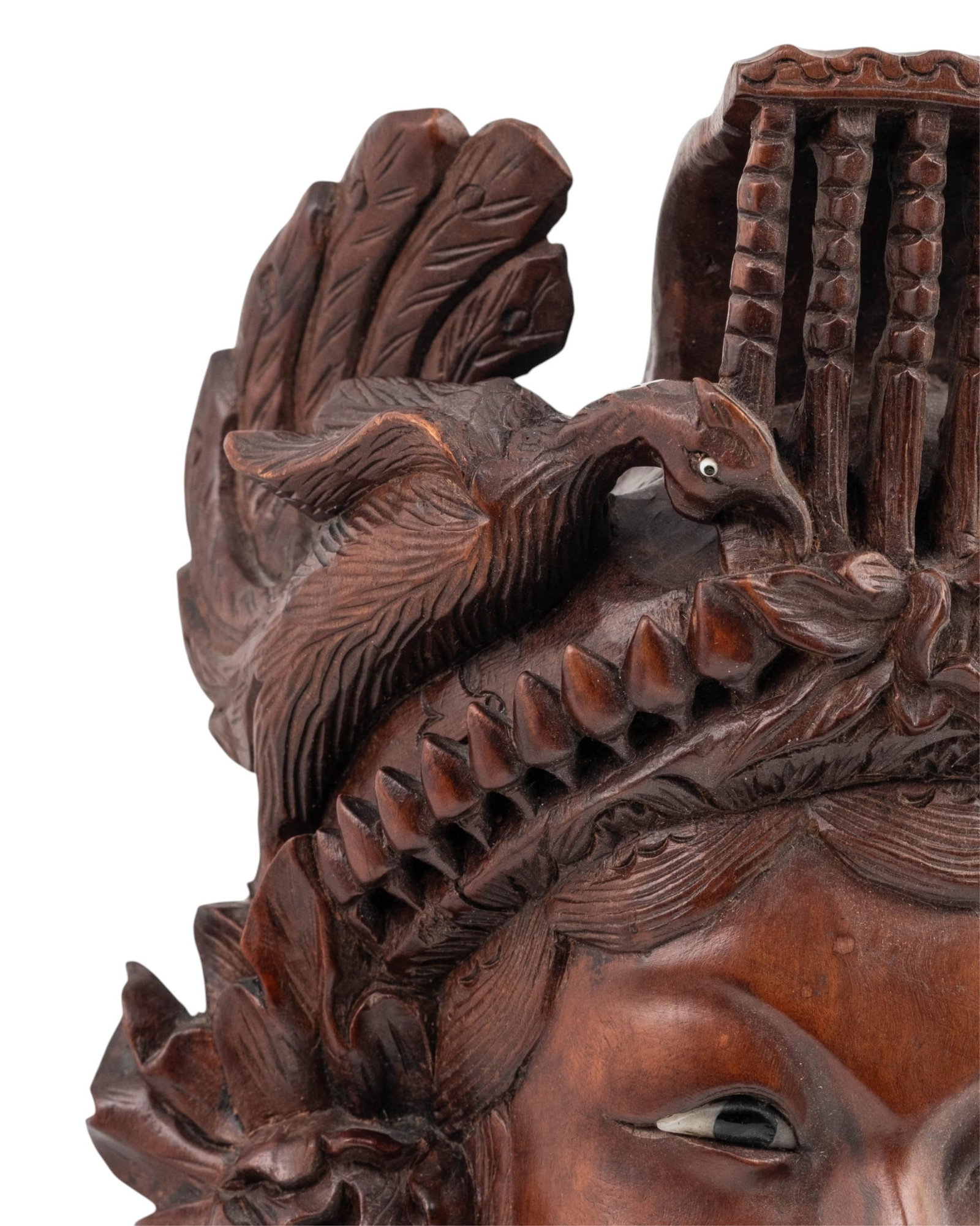 No Reserve- Southeast Asian Hardwood Carved Wall Mask of a Fertility Goddess, 19th-20th c - 4