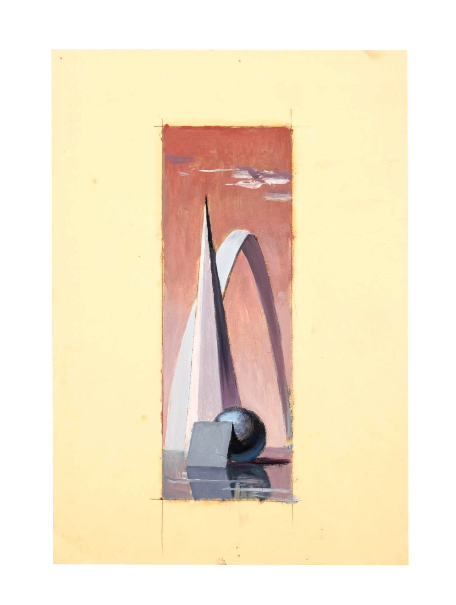 No Reserve- Paul Mantes, Gouache Painting Study for World Fair Poster Signed w/ Studio Stamp - 3
