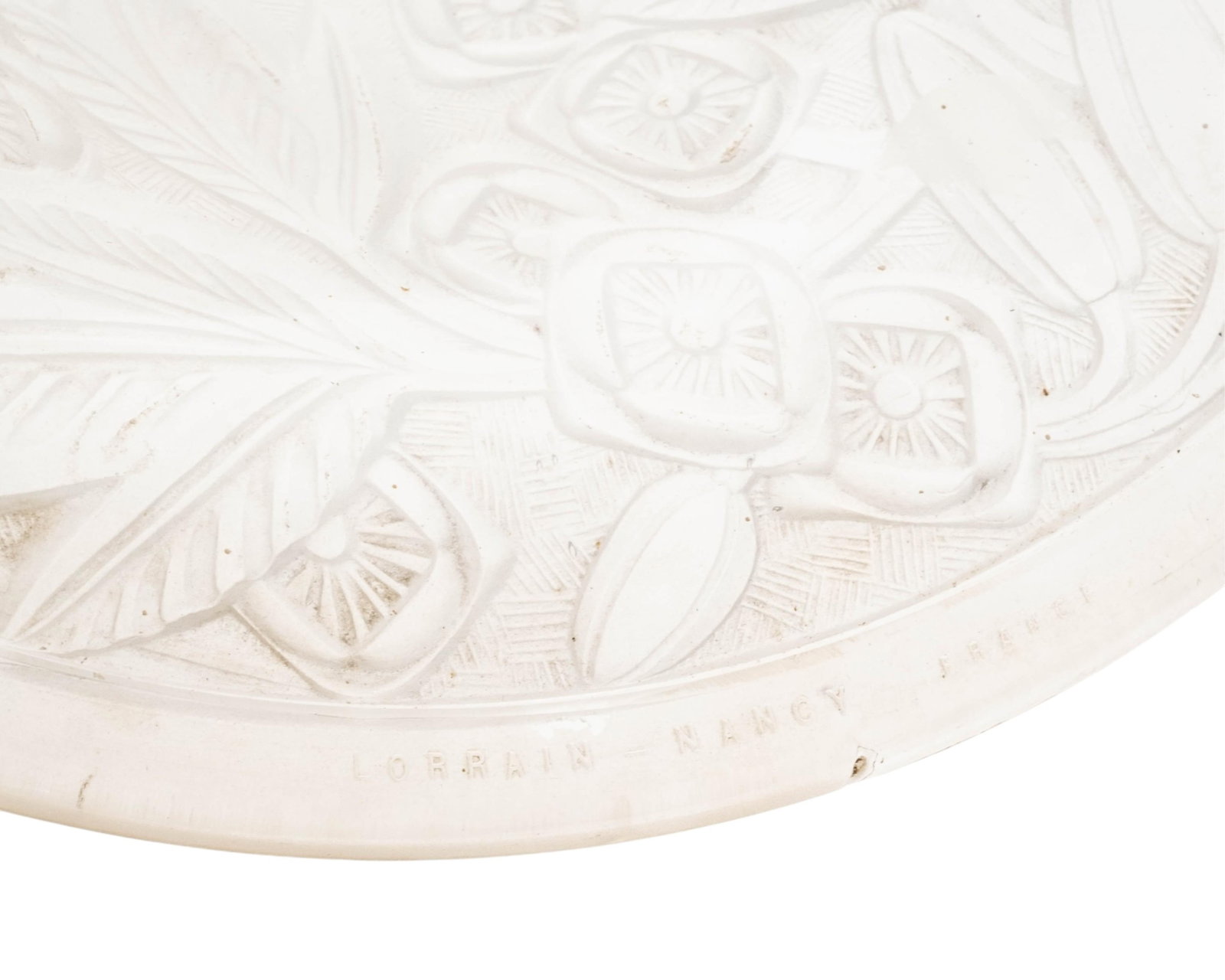 No Reserve- Lalique Style Art Deco Pendant Lamp Shade, Signed, Lorraine Nancy Etched Molded Glass - 2