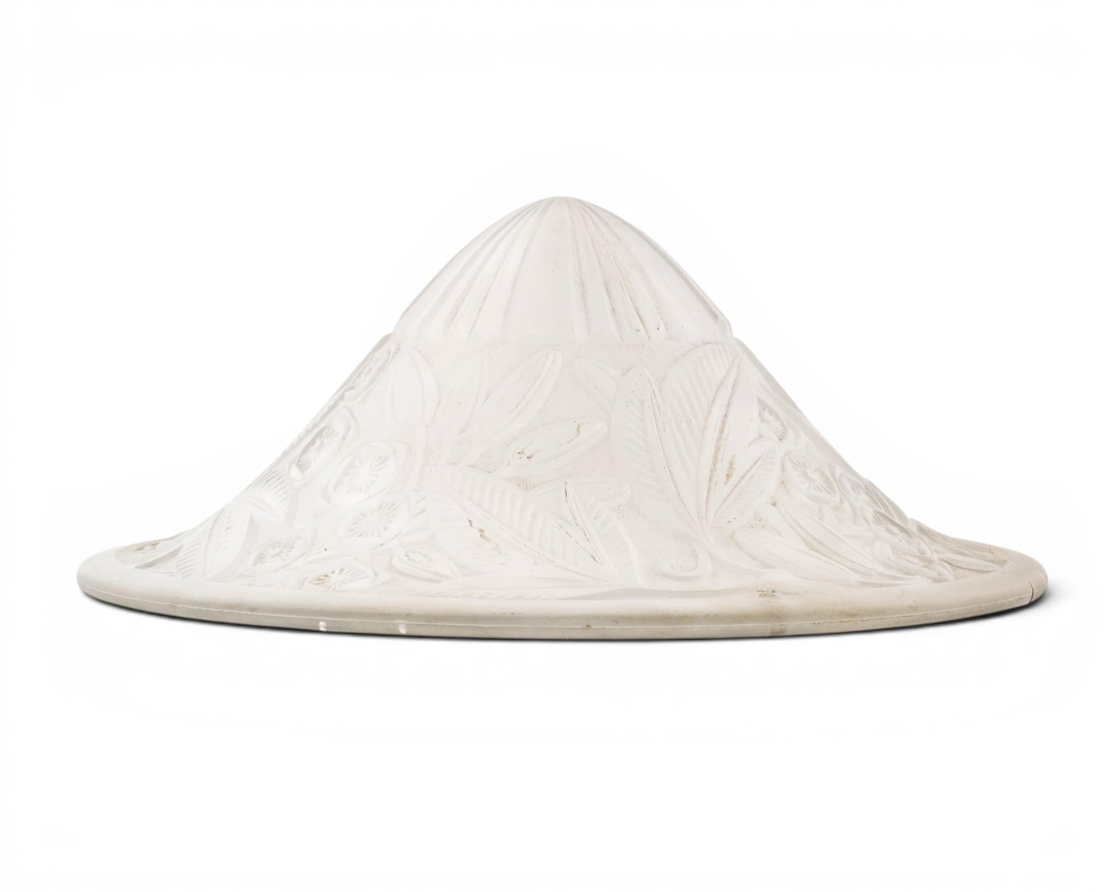 No Reserve- Lalique Style Art Deco Pendant Lamp Shade, Signed, Lorraine Nancy Etched Molded Glass - 3