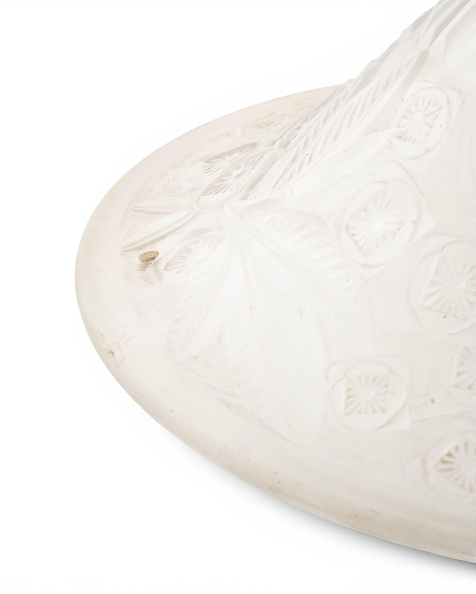 No Reserve- Lalique Style Art Deco Pendant Lamp Shade, Signed, Lorraine Nancy Etched Molded Glass - 4