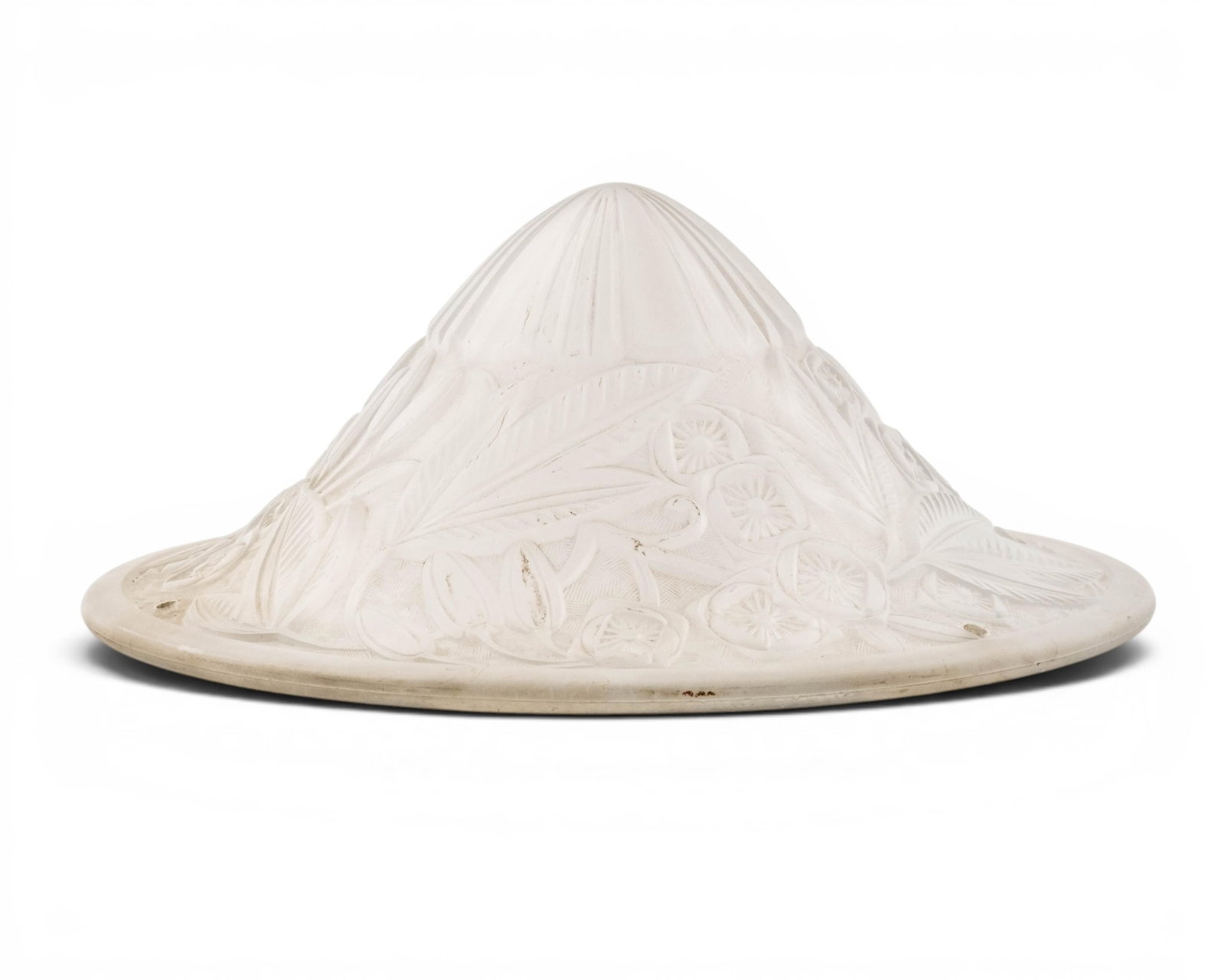 No Reserve- Lalique Style Art Deco Pendant Lamp Shade, Signed, Lorraine Nancy Etched Molded Glass - 6