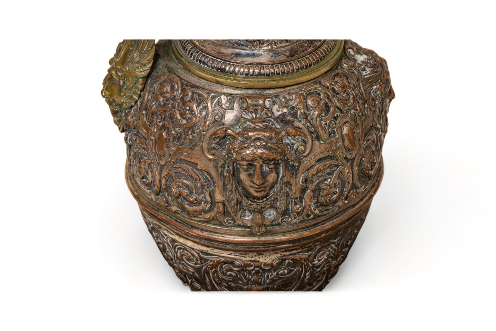 No Reserve- Leopold Oudry & Cie. Signed Large Sculpted Bronze Ewer and Basin - 7