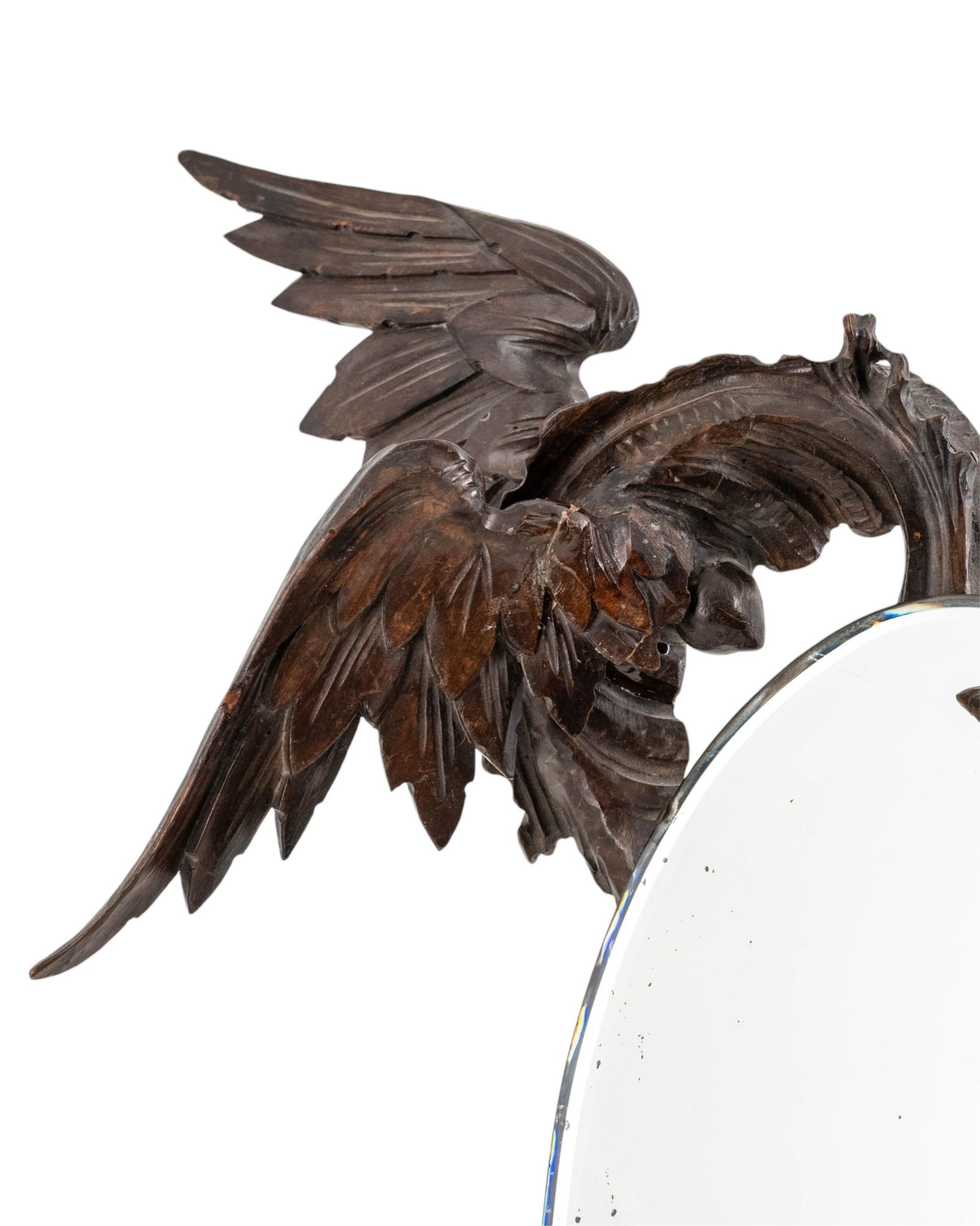No Reserve- Viardot Orientalist Carved Wood Table Mirror With Dragon And Phoenix Motifs - 3