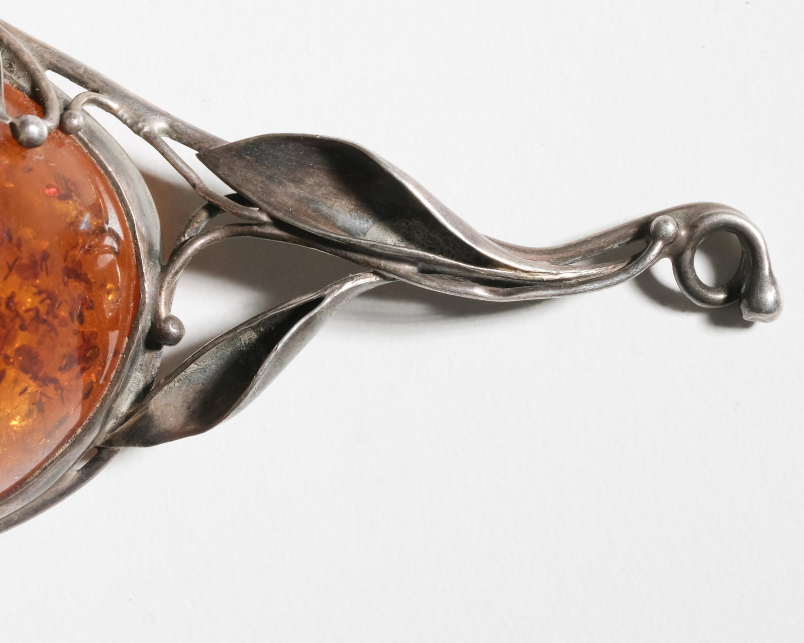 No Reserve- Art Nouveau Baltic Amber Sterling Silver Artisan Pendant and Earrings Set circa 1920 - 4