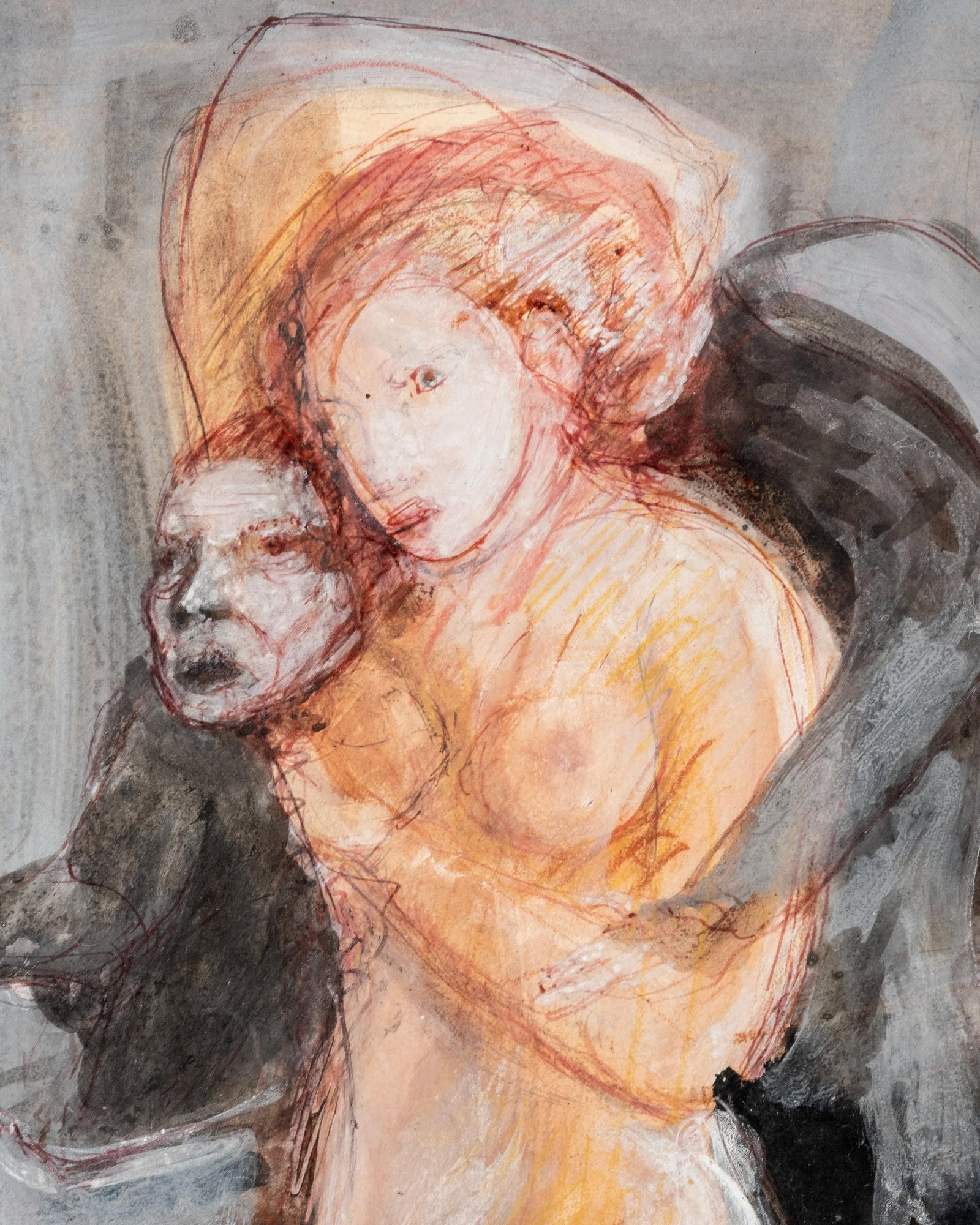 No Reserve- Signed James Ensor Expressionist Figural Watercolor with Pencil and Ink on Paper - 5