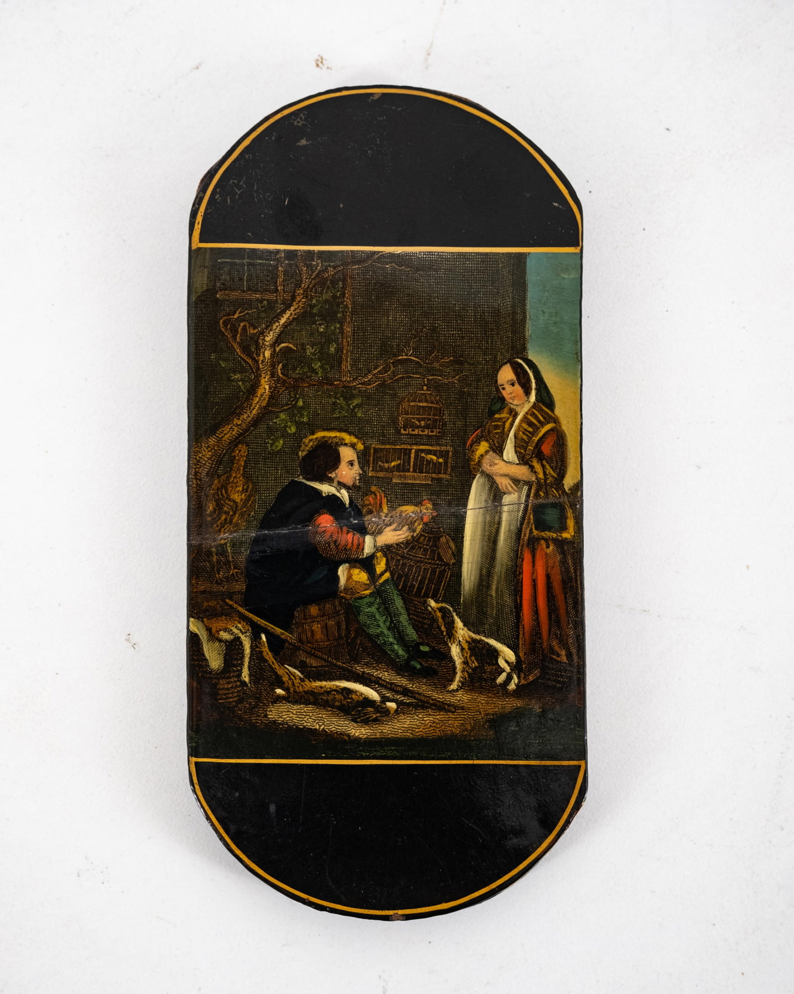 No Reserve- Group Of Five 19th Century Papier-Mâché Lacquered Cases With Hand-Colored Paintings - 6