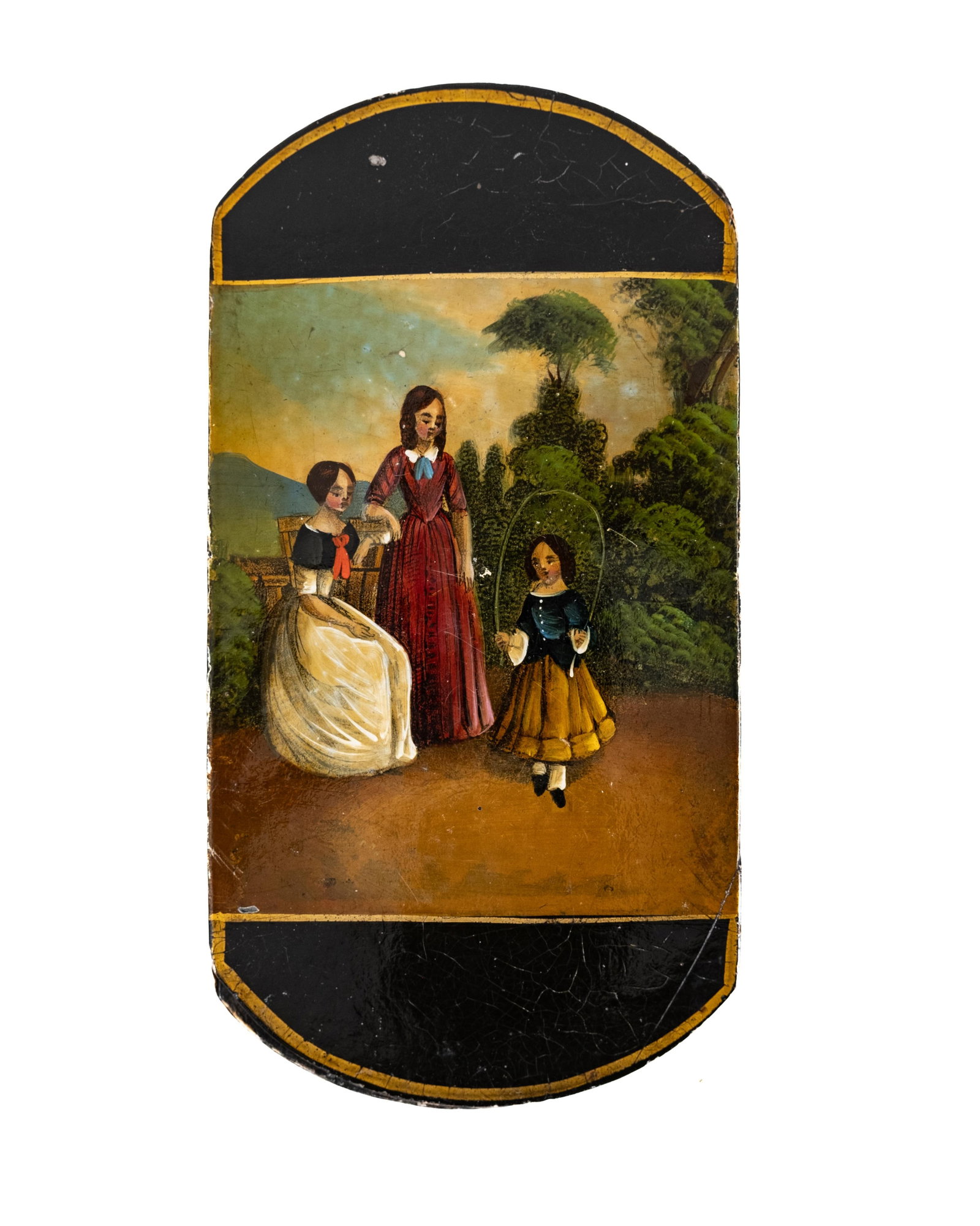 No Reserve- Group Of Five 19th Century Papier-Mâché Lacquered Cases With Hand-Colored Paintings - 8
