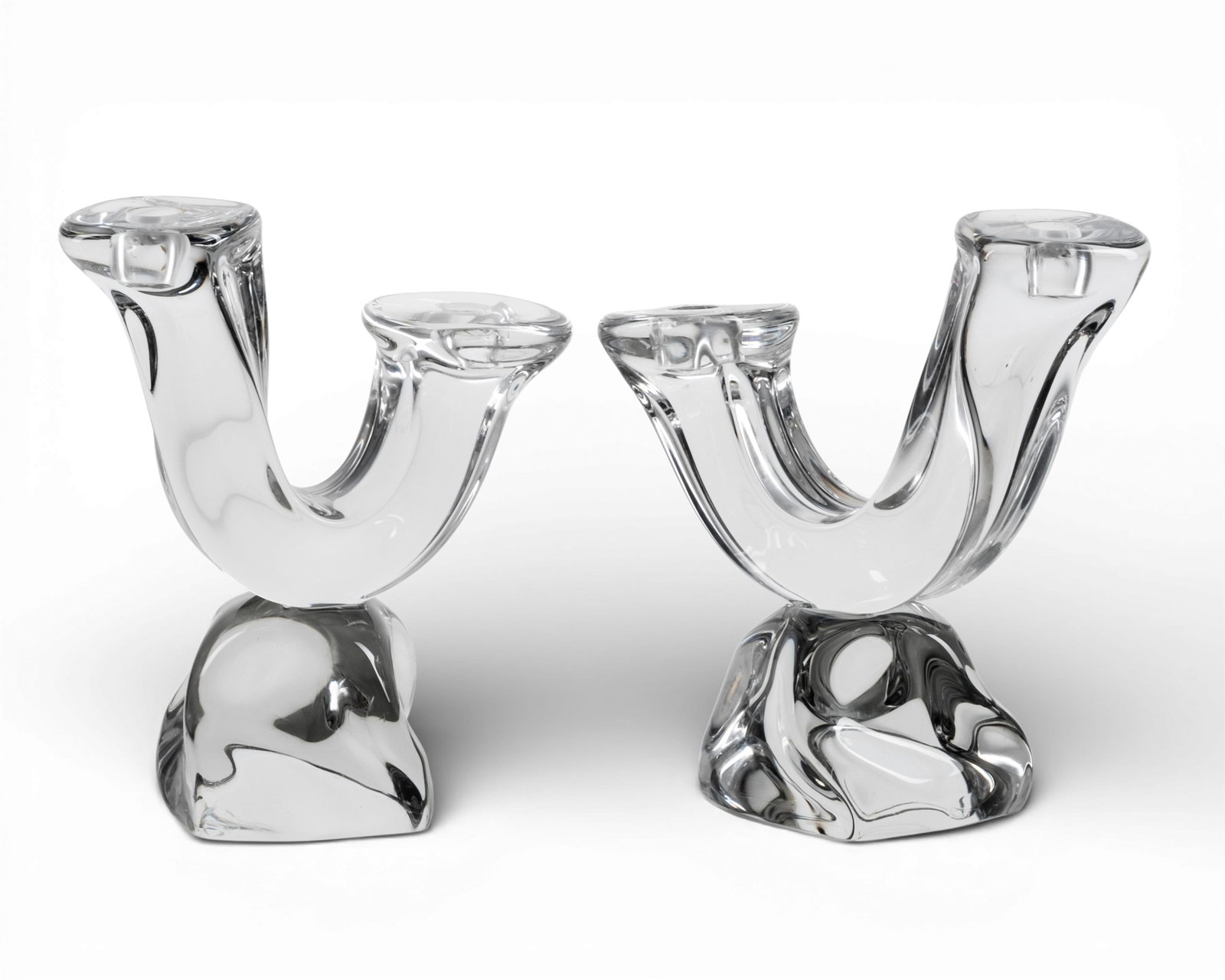 No Reserve- Daum France Crystal Double Candlesticks, Pair, 20th Century - 3
