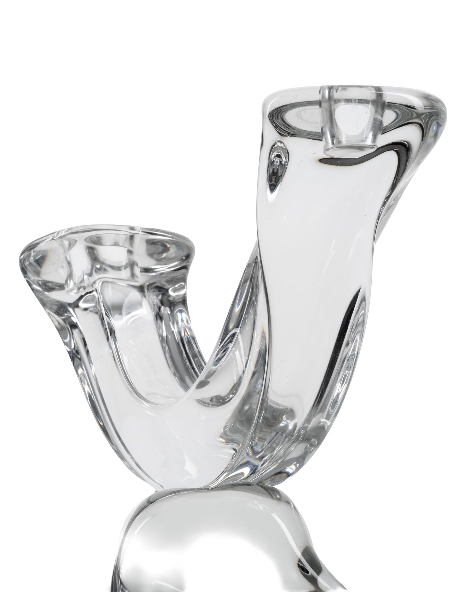 No Reserve- Daum France Crystal Double Candlesticks, Pair, 20th Century - 5
