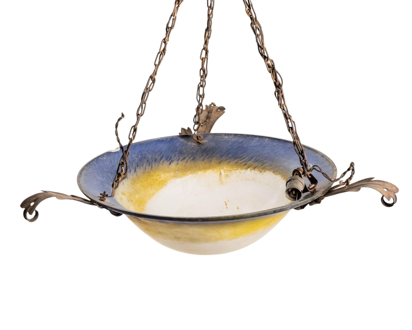 No Reserve- French Art Nouveau Art Glass Pendant Light, Circa 1900 - 5