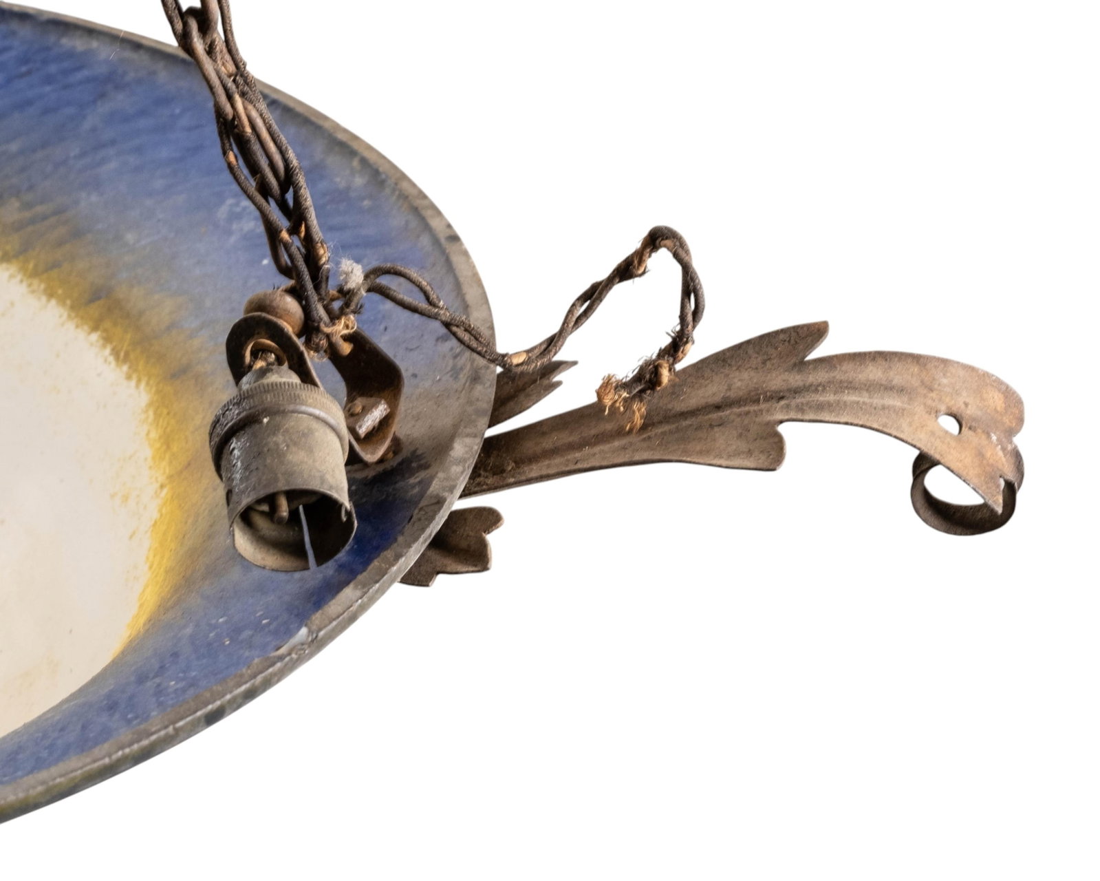No Reserve- French Art Nouveau Art Glass Pendant Light, Circa 1900 - 7