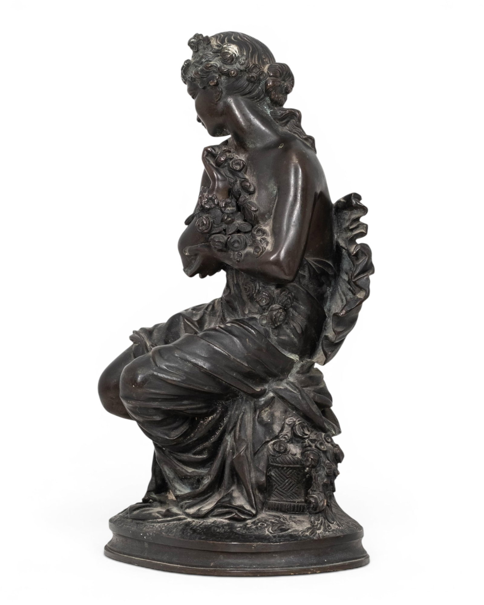 No Reserve- Isidore-Romain Boitel Bronze Figure Of Flora - 7