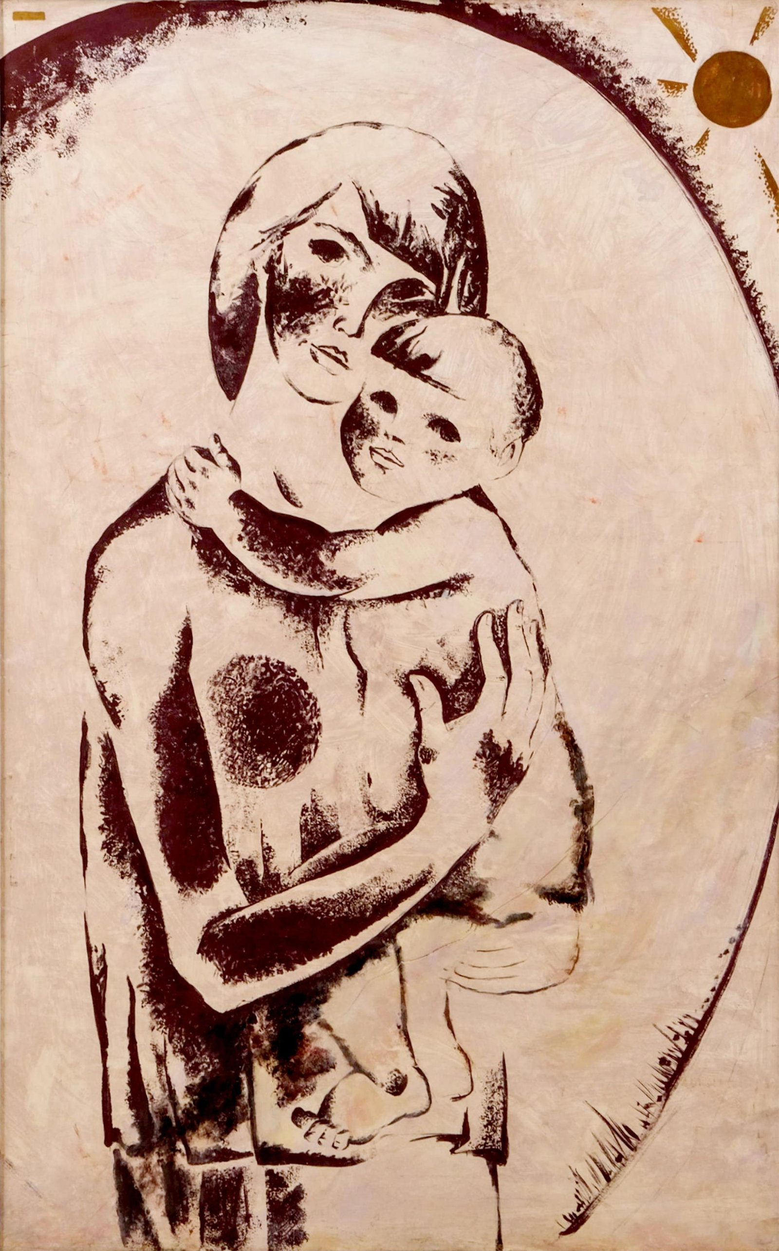 No Reserve- Irina Kalenskaya “Maternity" Large Painting on Paper, Signed with extensive labels and - 2