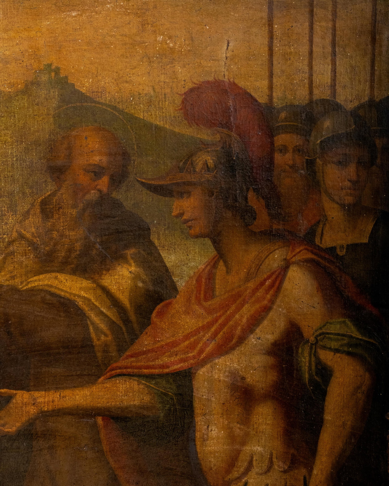 No Reserve- Italian School 16th Century Religious Oil Painting, Scene With Soldiers and a Saint - 5