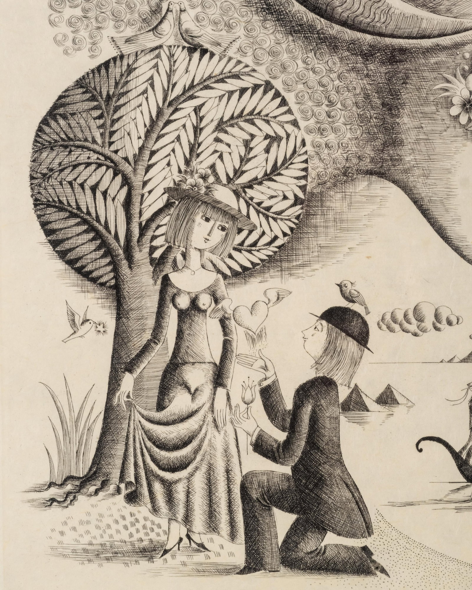 No Reserve- Raymond Peynet Signed Surrealist Etching on Japanese Paper “Le Bélier - 8