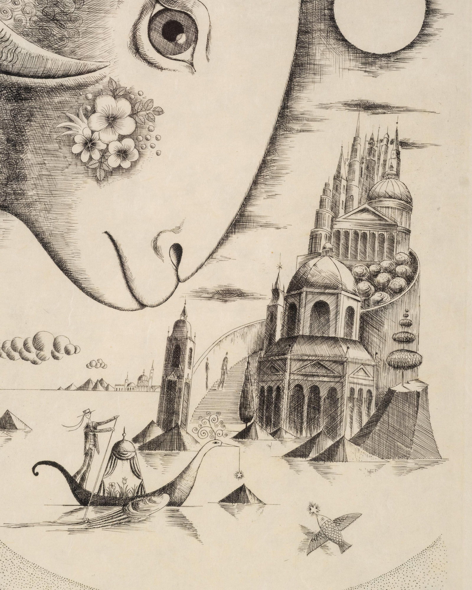 No Reserve- Raymond Peynet Signed Surrealist Etching on Japanese Paper “Le Bélier - 9
