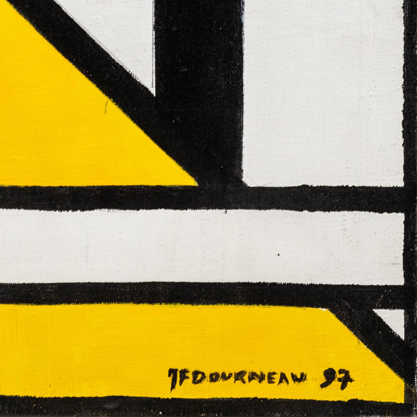 No Reserve- JF Dourneau signed Geometric Abstract Oil Painting, 1997 - 4