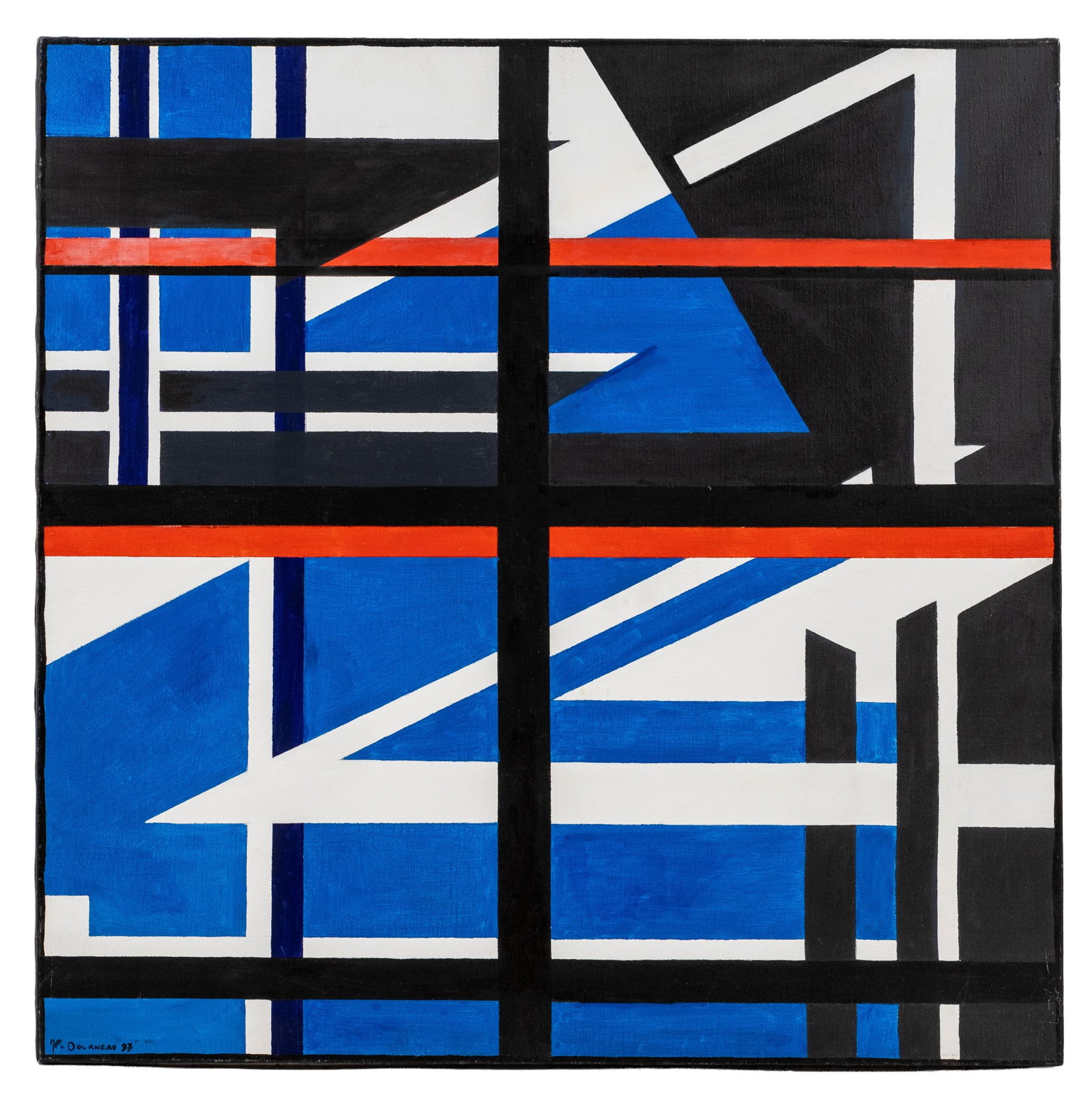 No Reserve- JF Dourneau signed *Urban Planning* Geometric Oil Painting, 1997 - 3