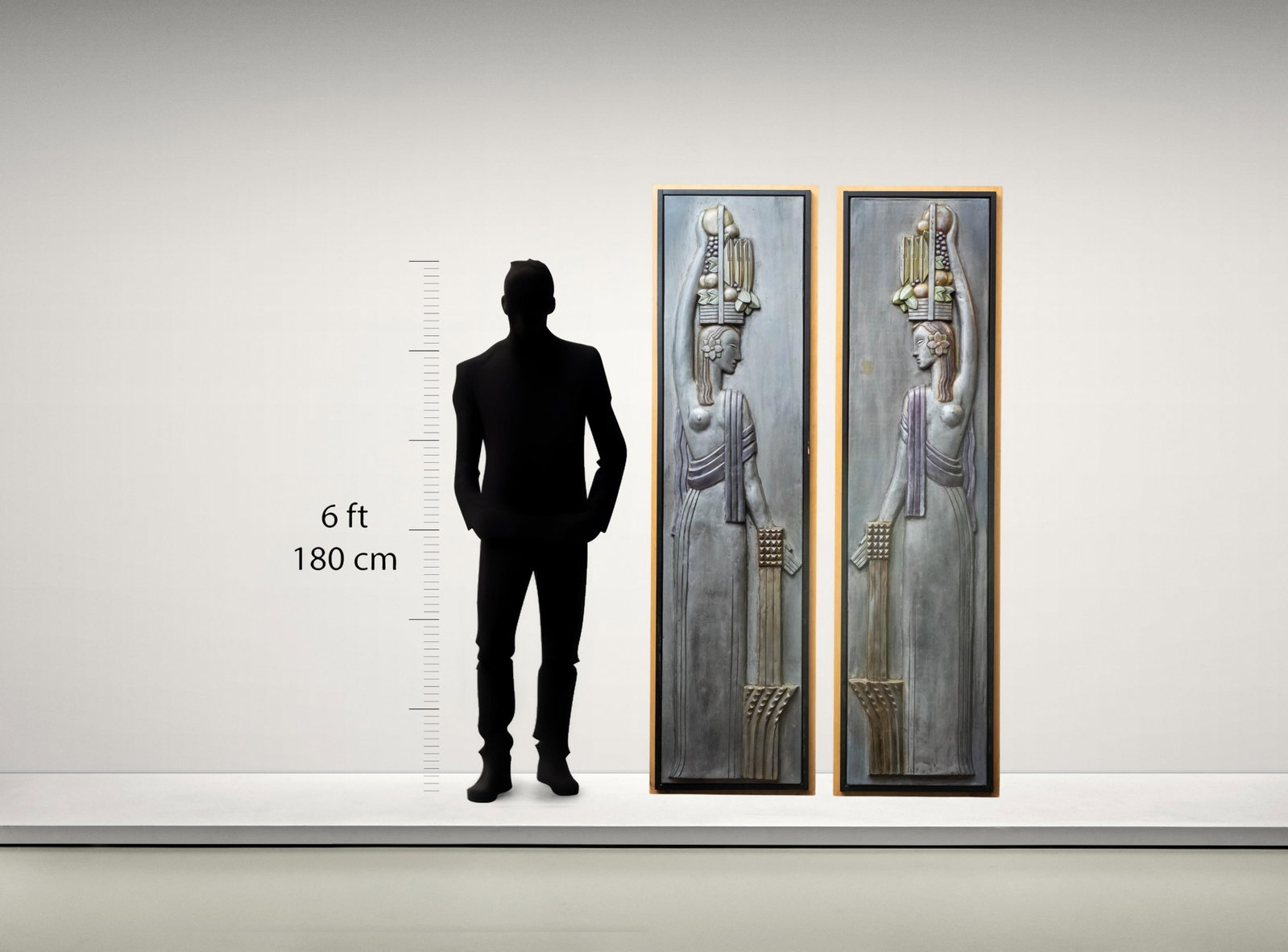 No Reserve- Raoul Josset Figural pair of cast Wall Panels, Mid-20th Century - 2