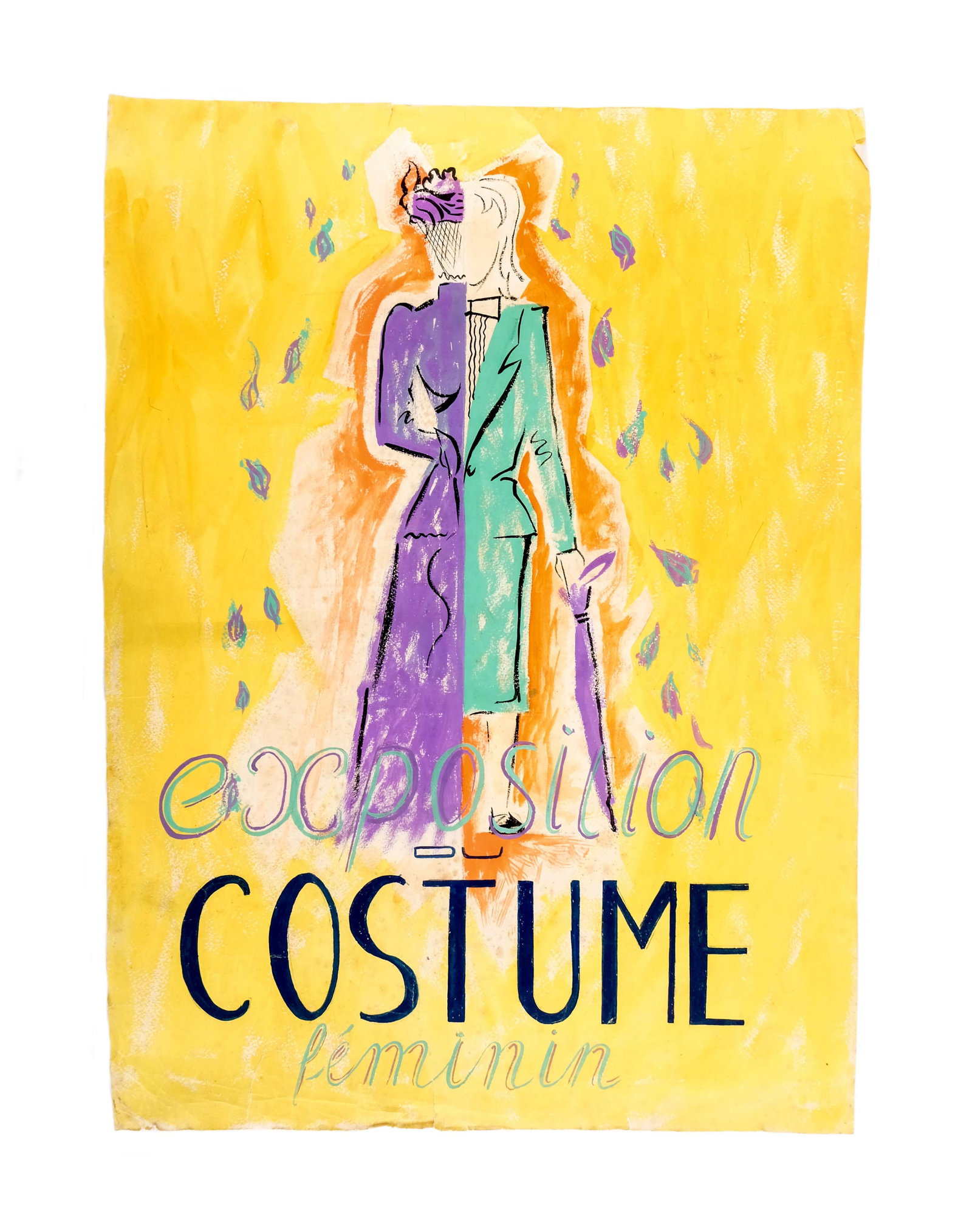 No Reserve- Paul Colin Original Gouache Painting Submission Artwork for Exposition Feminin Poster - 3